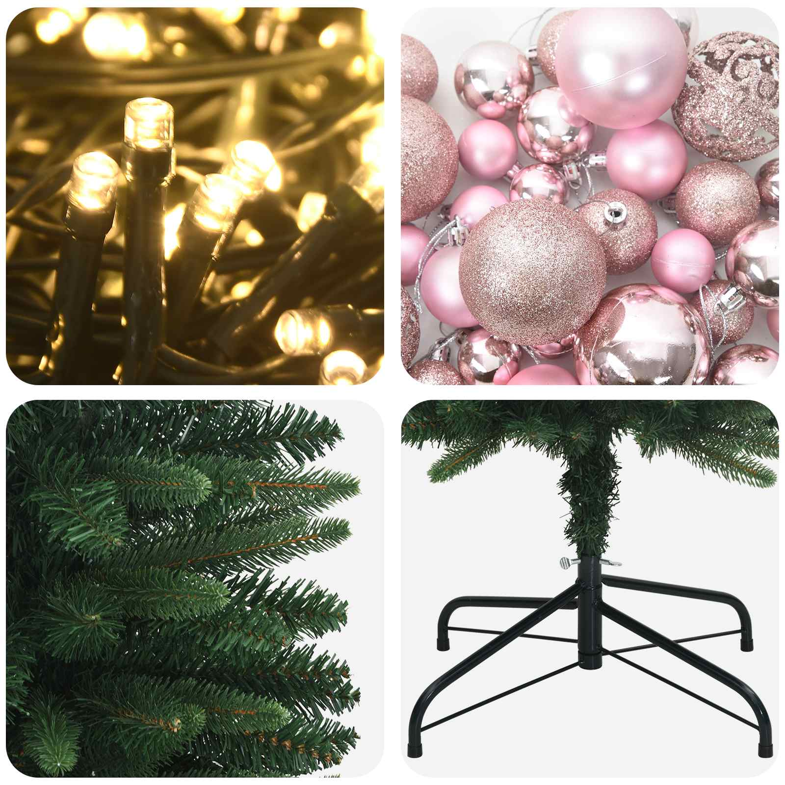 vidaXL Künstlicher schmaler Weihnachtsbaum mit Weihnachtskugel 180 cm – Bild 7