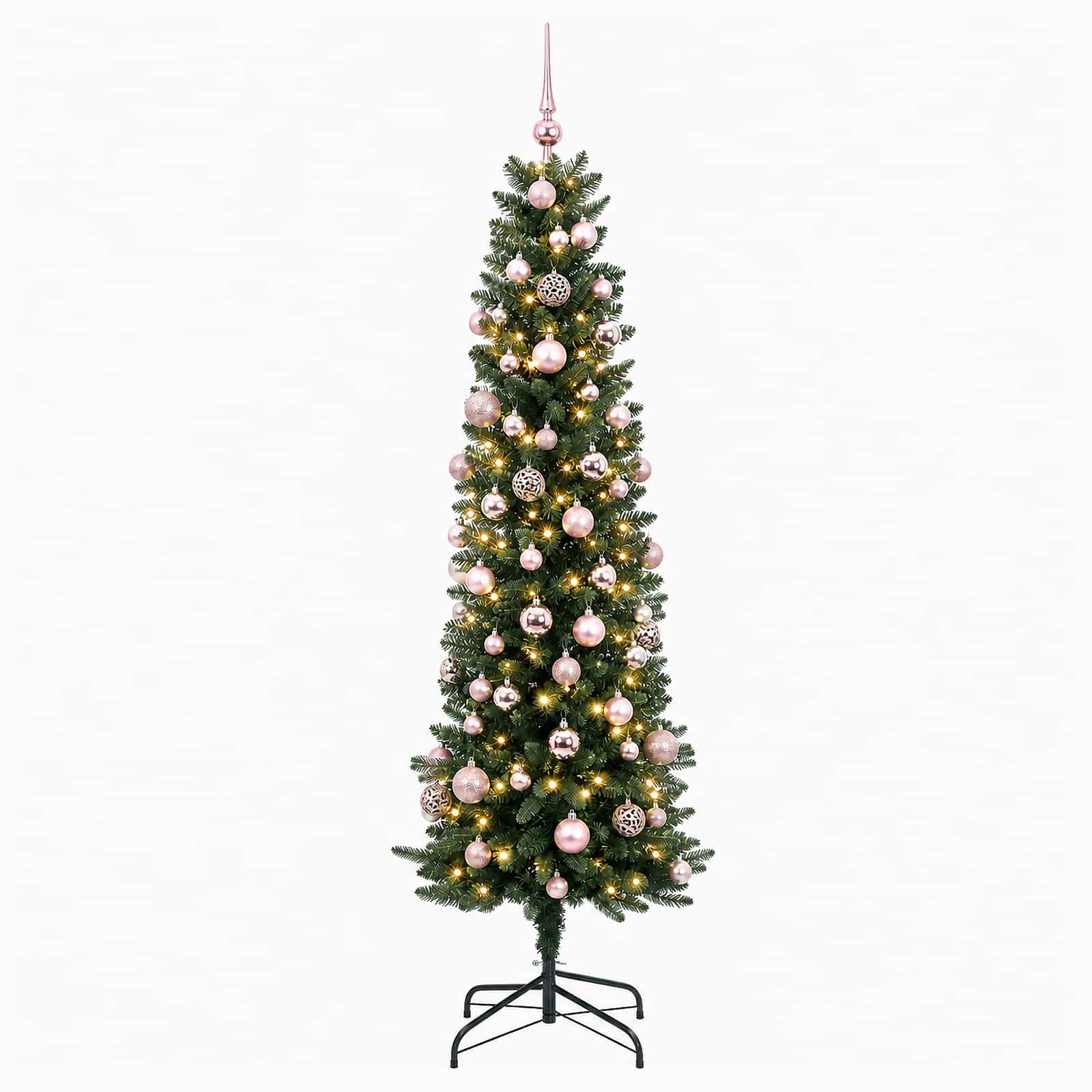 vidaXL Künstlicher schmaler Weihnachtsbaum mit Weihnachtskugel 180 cm – Bild 4