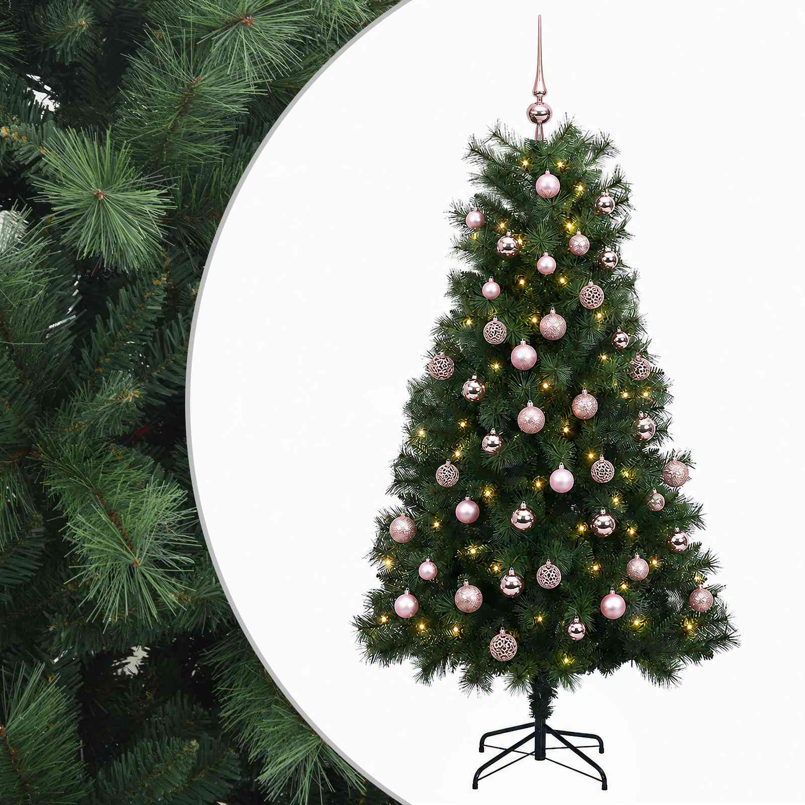 vidaXL Umelý kĺbový vianočný stromček s vianočnými guľami 210 cm