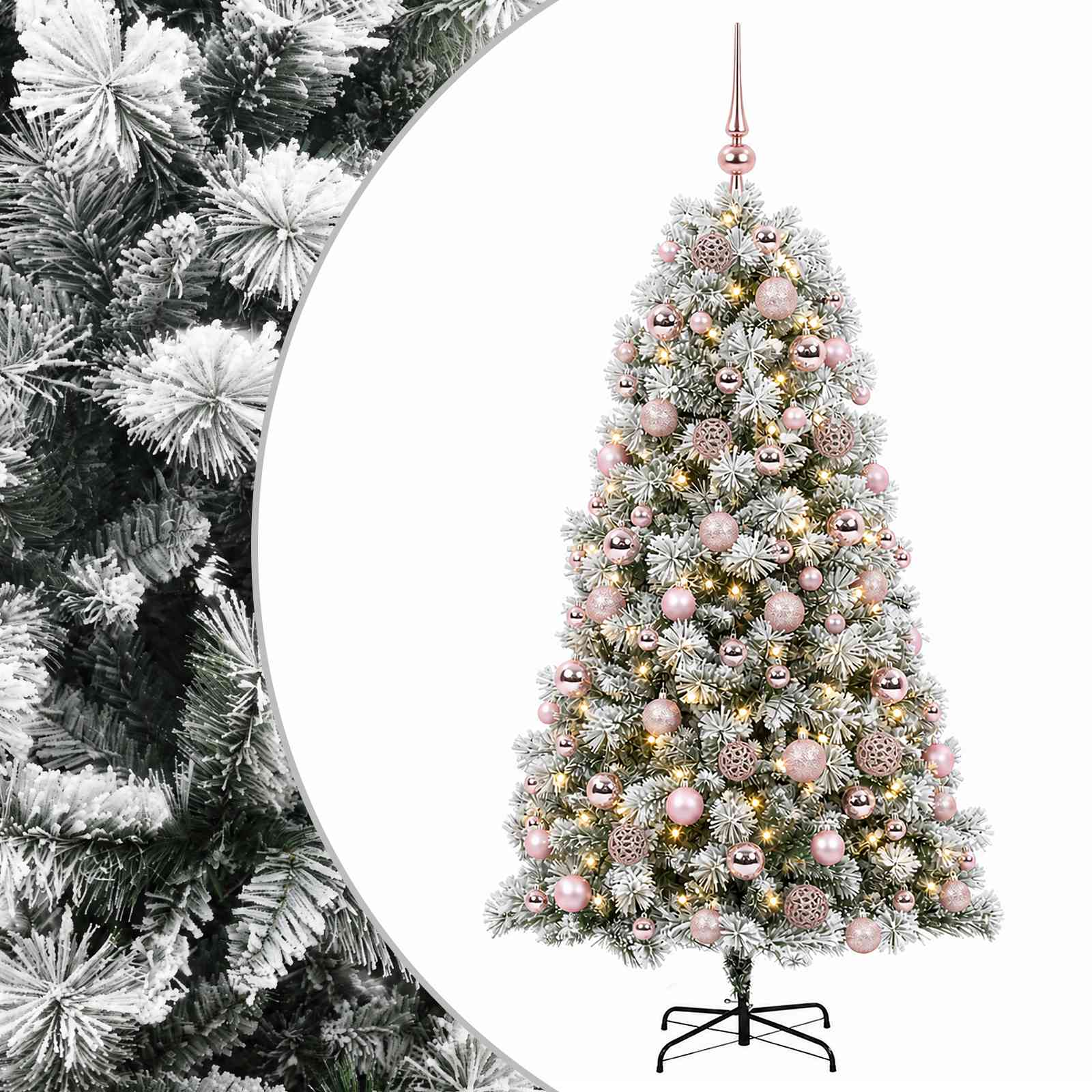 vidaXL Umelý kĺbový vianočný stromček s vianočnými guľami 210 cm