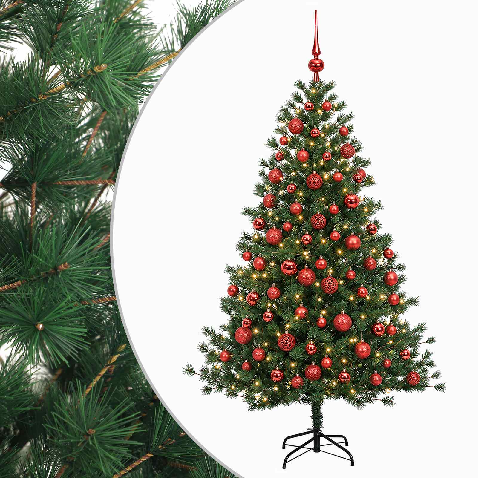 Umetna božična jelka z bučko 210 cm 300 LED Toplo bela