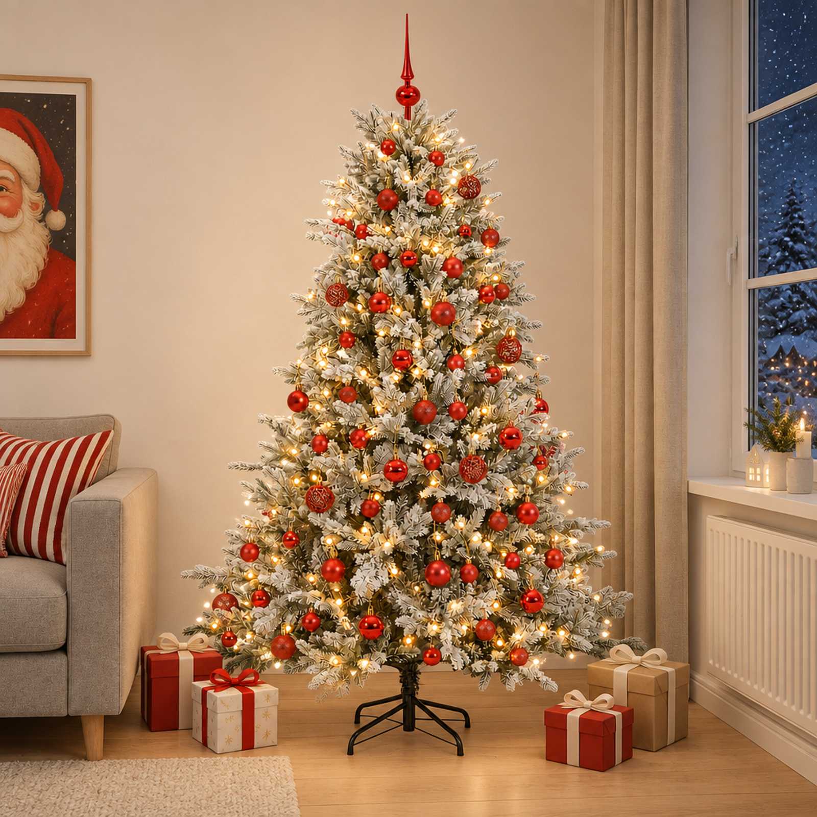 Umetna božična jelka z bučko 240 cm 300 LED Toplo bela