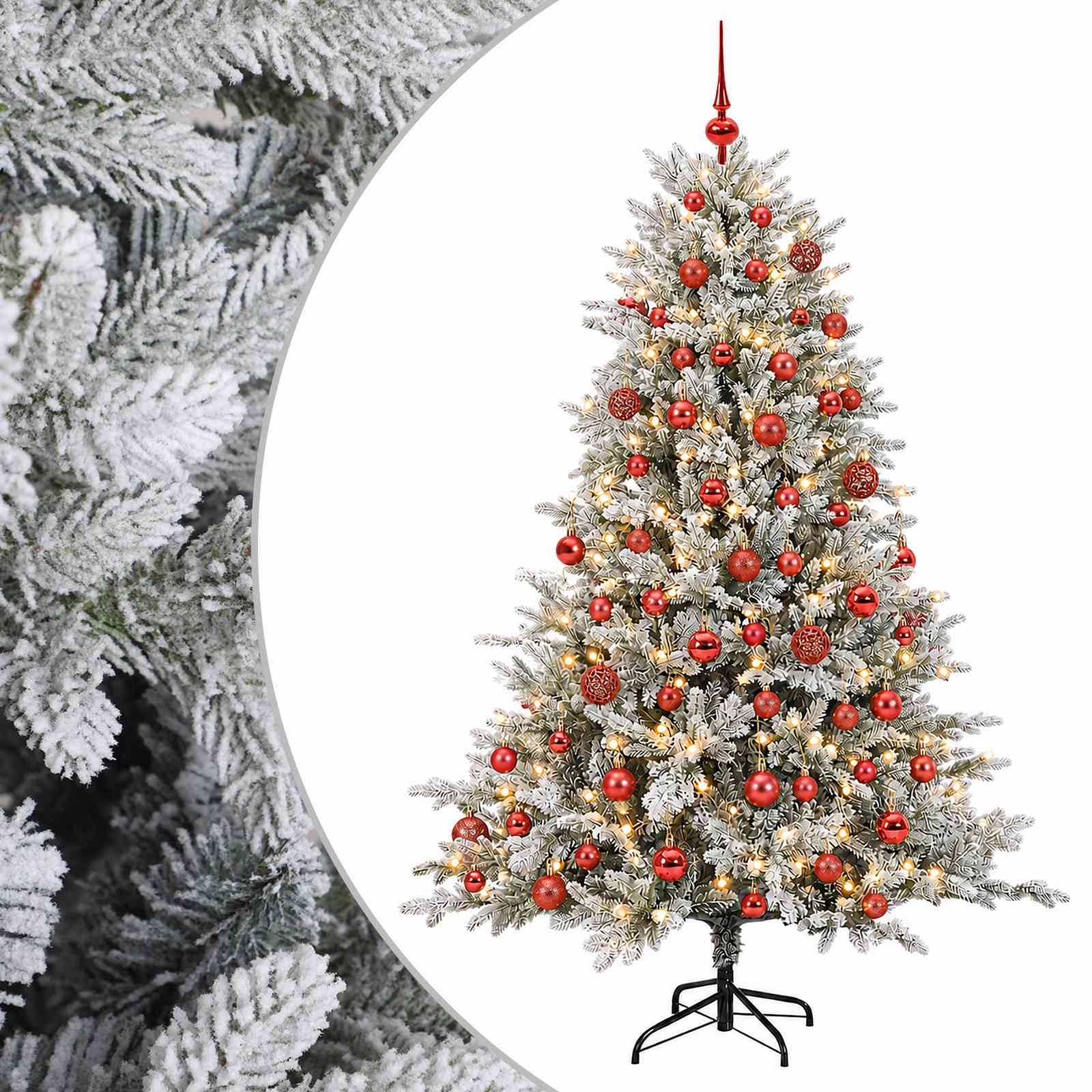 vidaXL Brad de Crăciun artificial cu glob 180 cm 300 LED-uri Alb cald