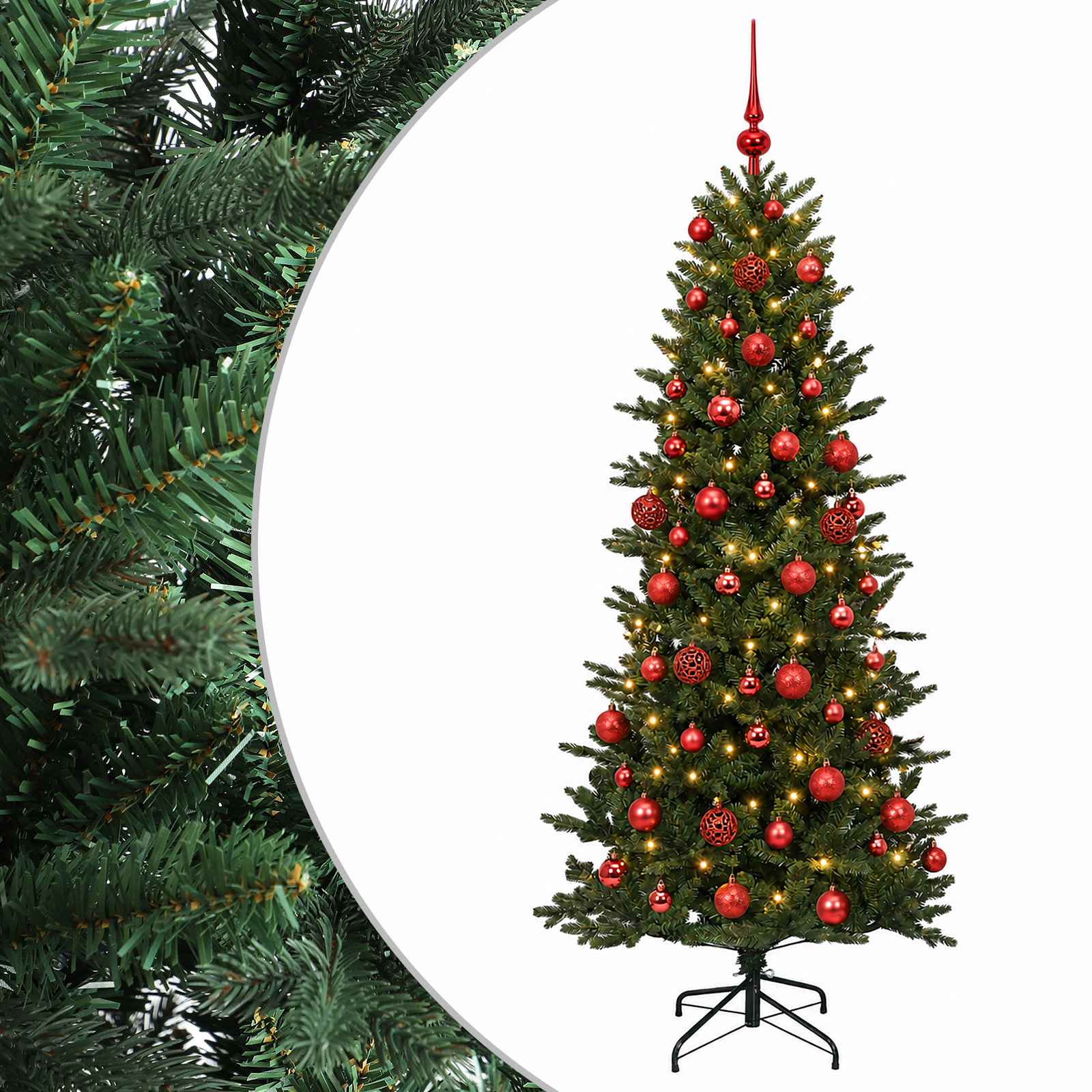 Umetna božična jelka z bučko 180 cm 300 LED Toplo bela