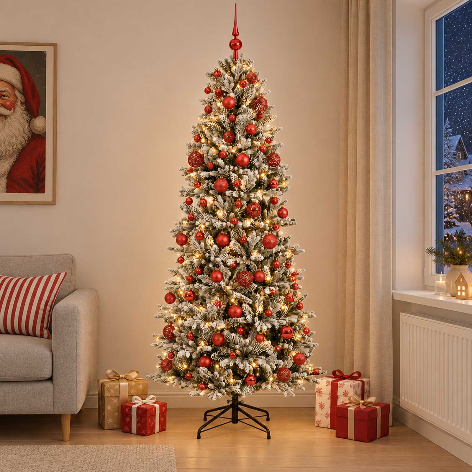 Umetna božična jelka z bučko 180 cm 300 LED Toplo bela