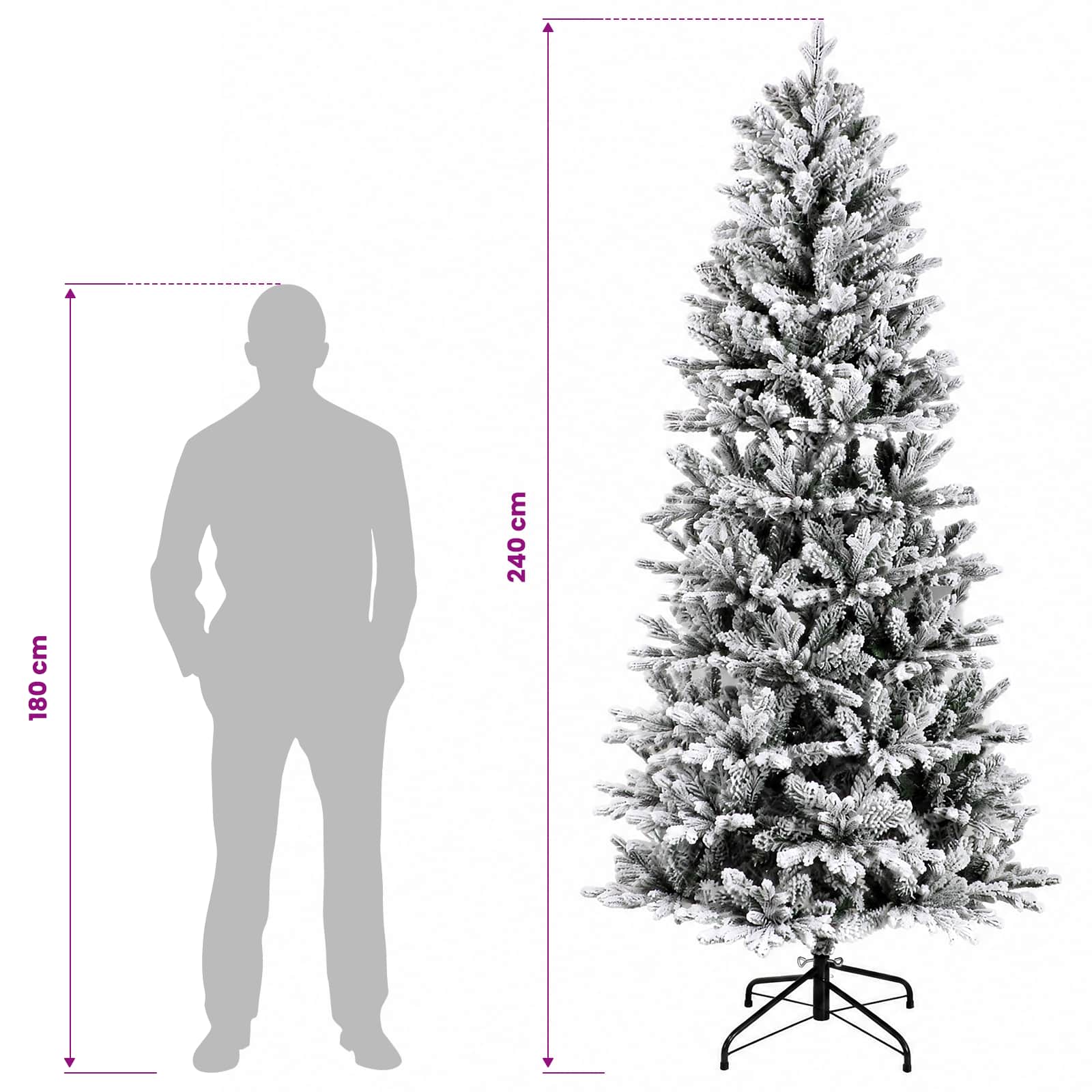 Umetna božična jelka z bučko 240 cm 300 LED Toplo bela