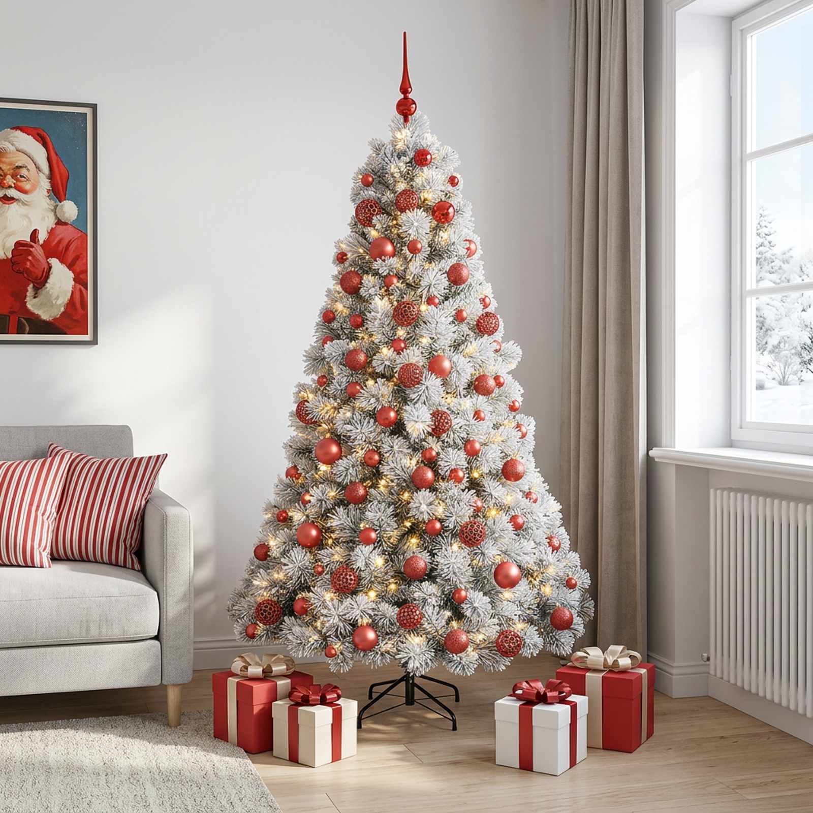 Umetna božična jelka z bučko 180 cm 300 LED Toplo bela