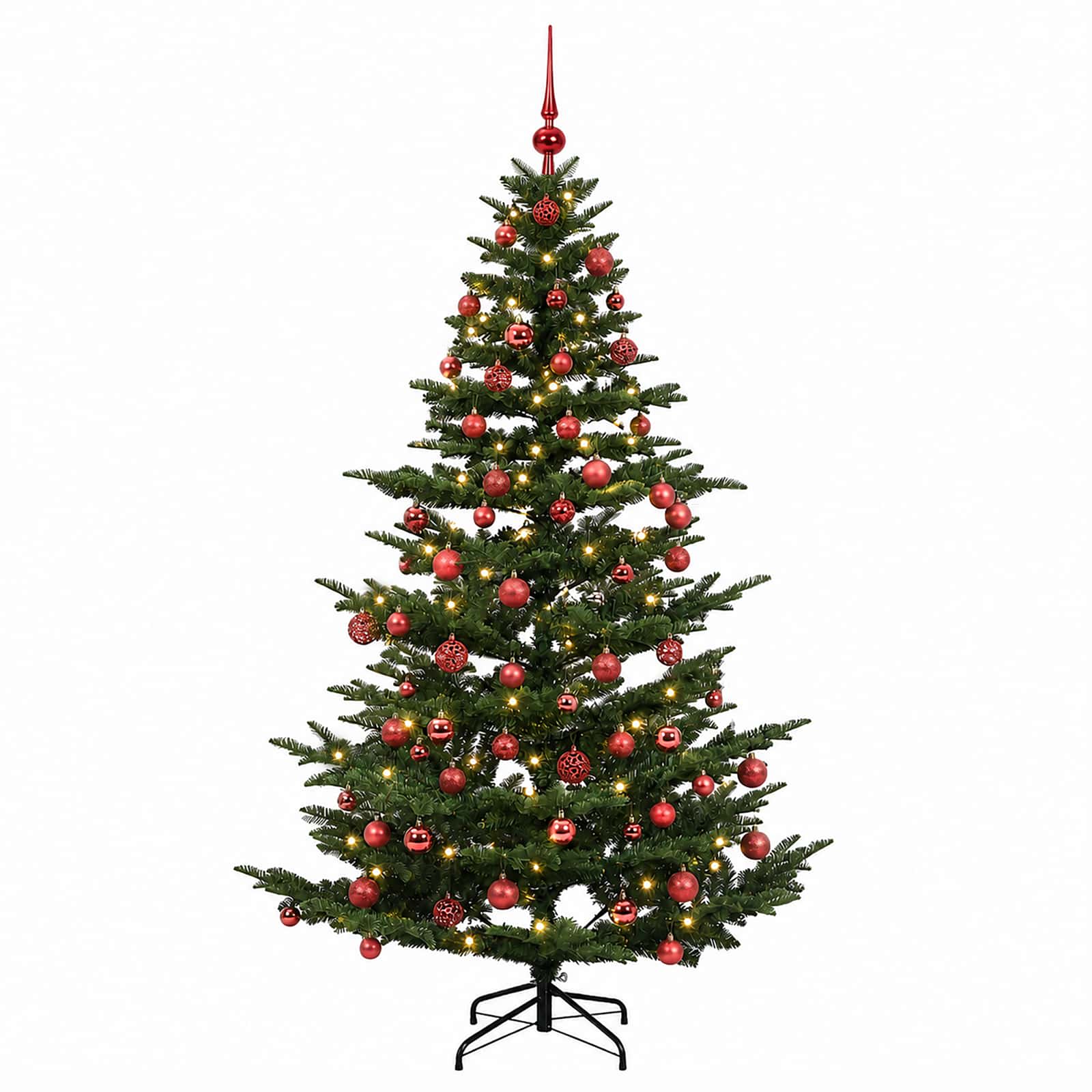 Umetna božična jelka z bučko 210 cm 300 LED Toplo bela