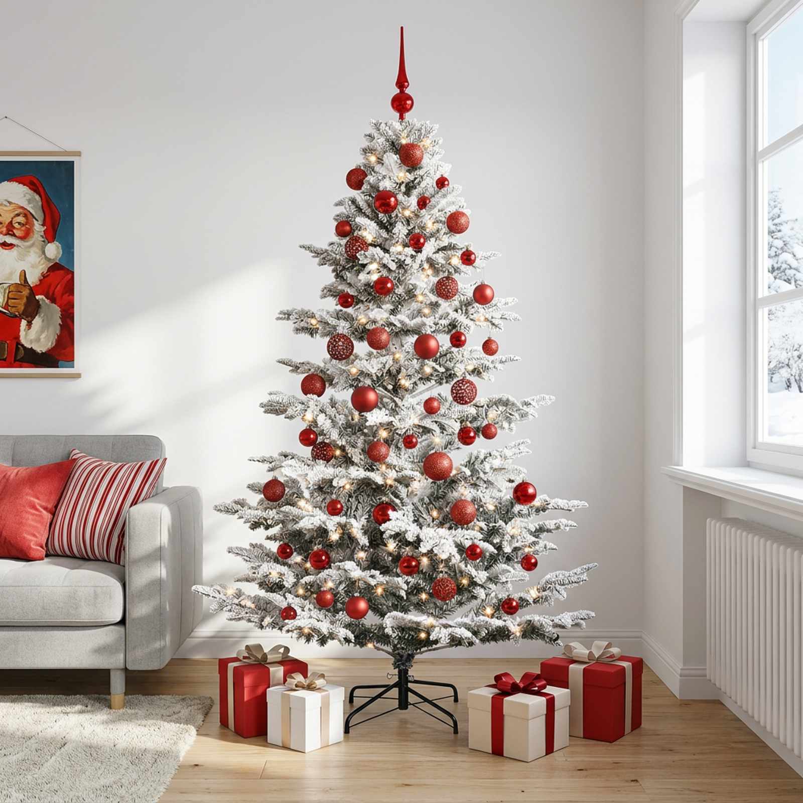 Umetna božična jelka z bučko 210 cm 300 LED Toplo bela