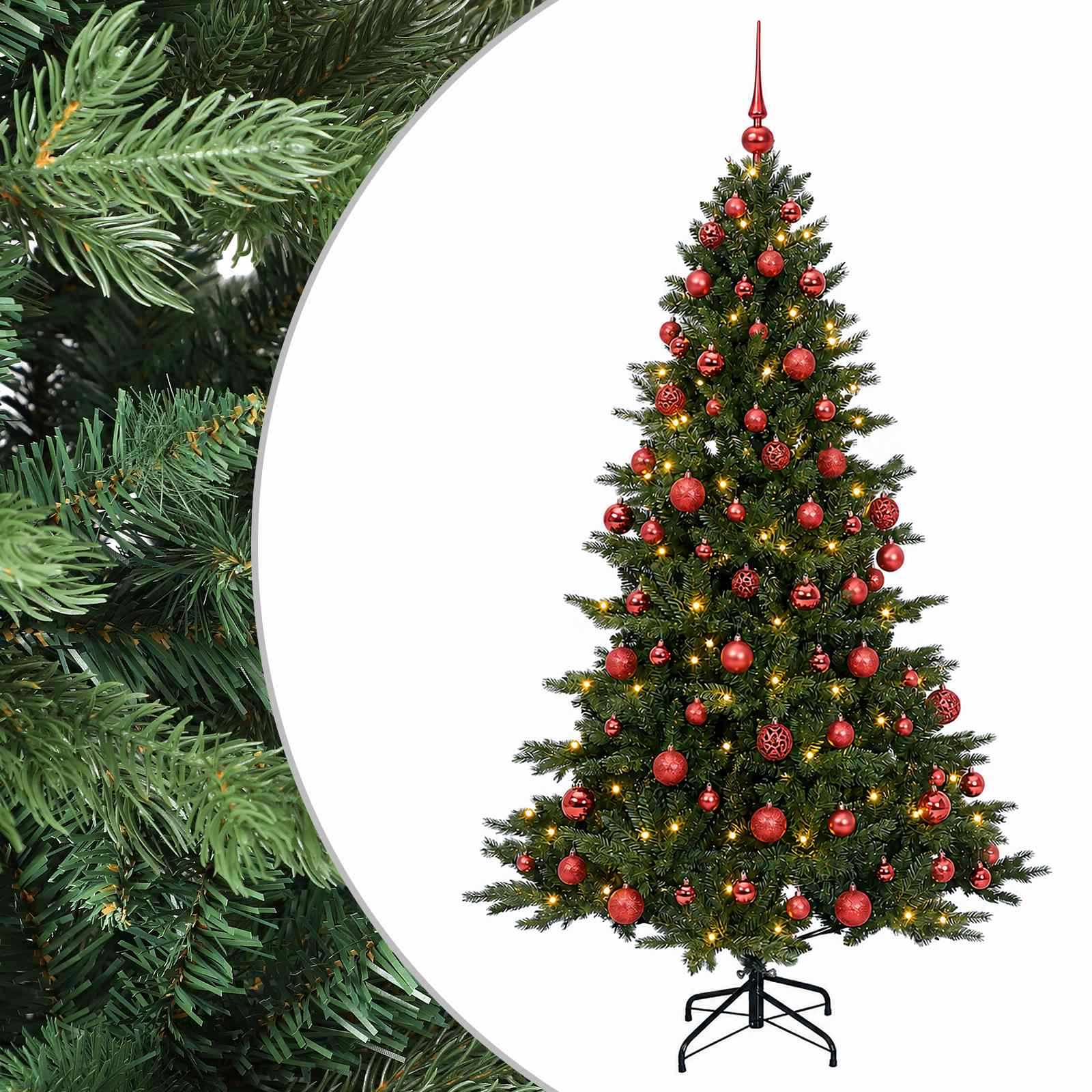 Umetna božična jelka z bučko 210 cm 300 LED Toplo bela