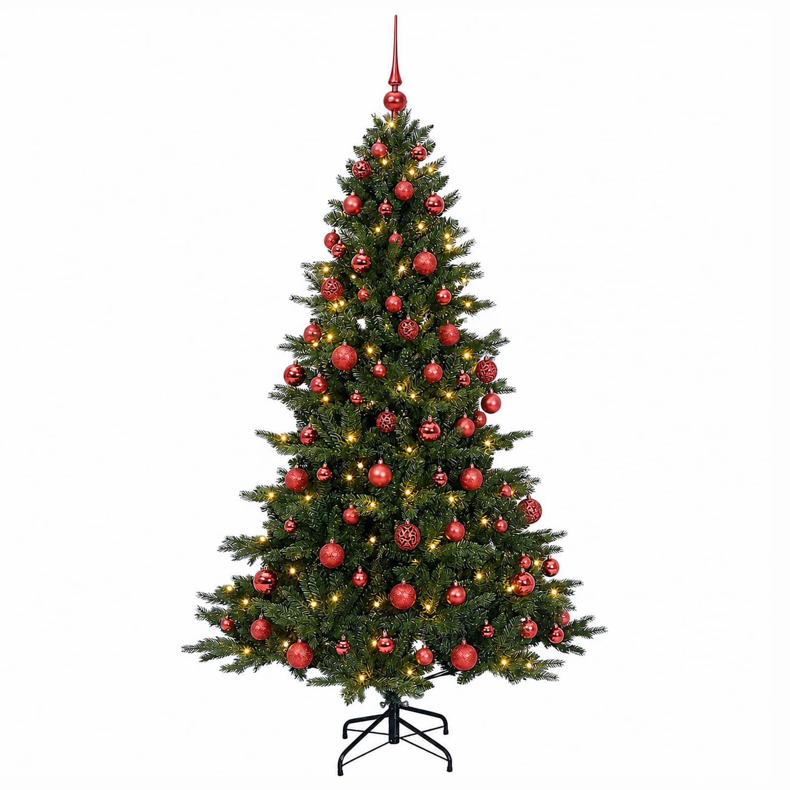 Umetna božična jelka z bučko 210 cm 300 LED Toplo bela