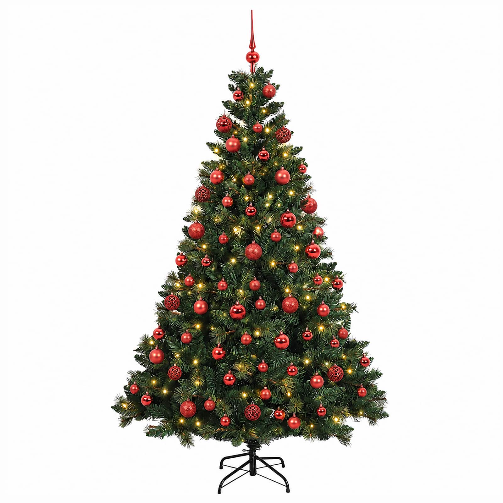 Umjetno božično drevo z okrasnimi kroglami 210 cm 300 LED