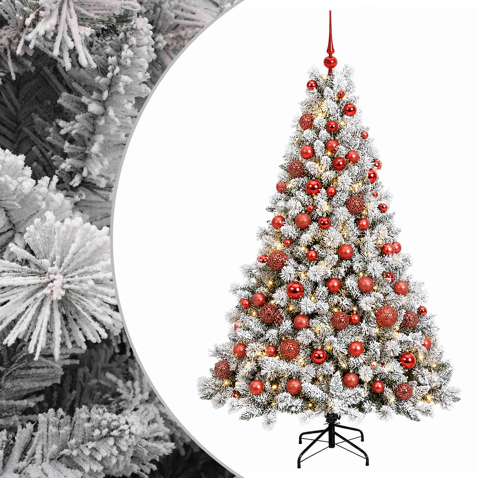 Umjetno božično drevo z okrasnimi kroglami 180 cm 300 LED