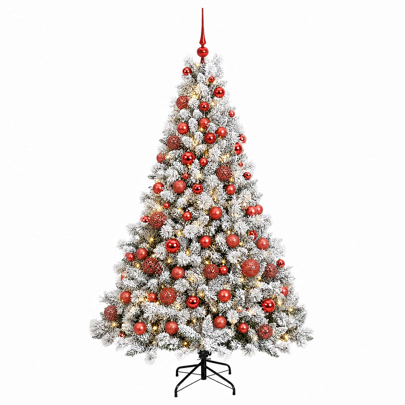 Umjetno božično drevo z okrasnimi kroglami 180 cm 300 LED