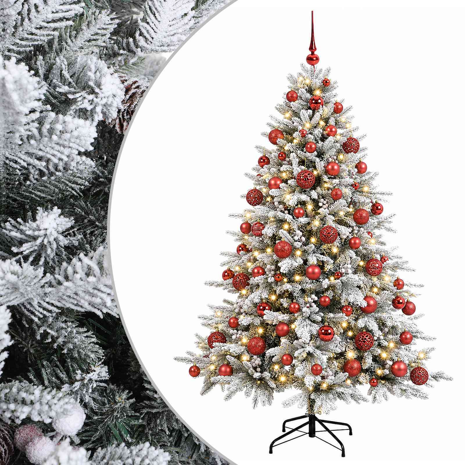 Umetna božična jelka z bučko 210 cm 300 LED Toplo bela