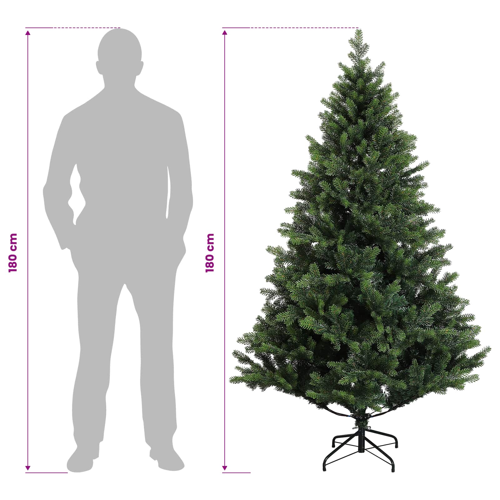 Umjetno božično drevo z okrasnimi kroglami 180 cm 300 LED