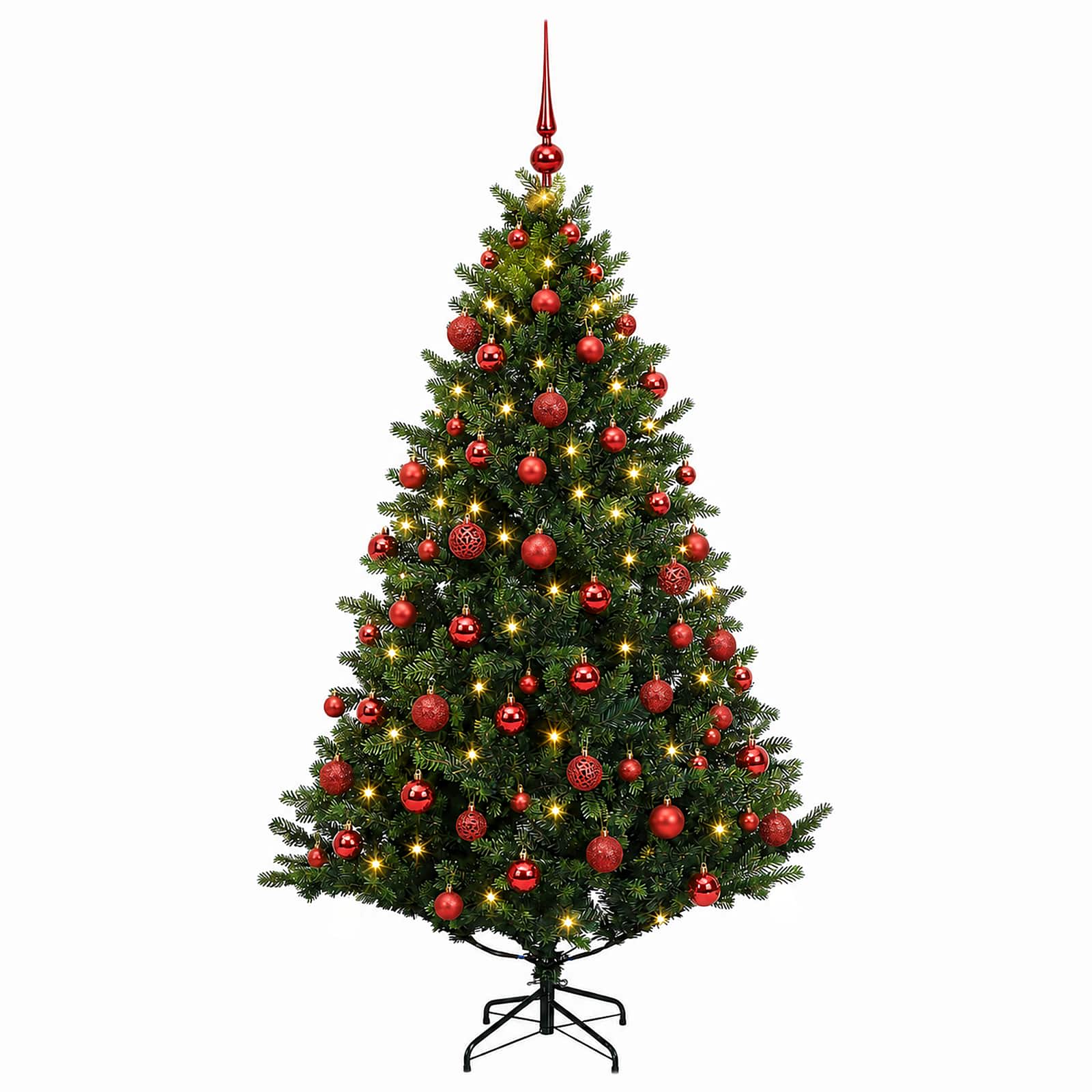 Umjetno božično drevo z okrasnimi kroglami 210 cm 300 LED