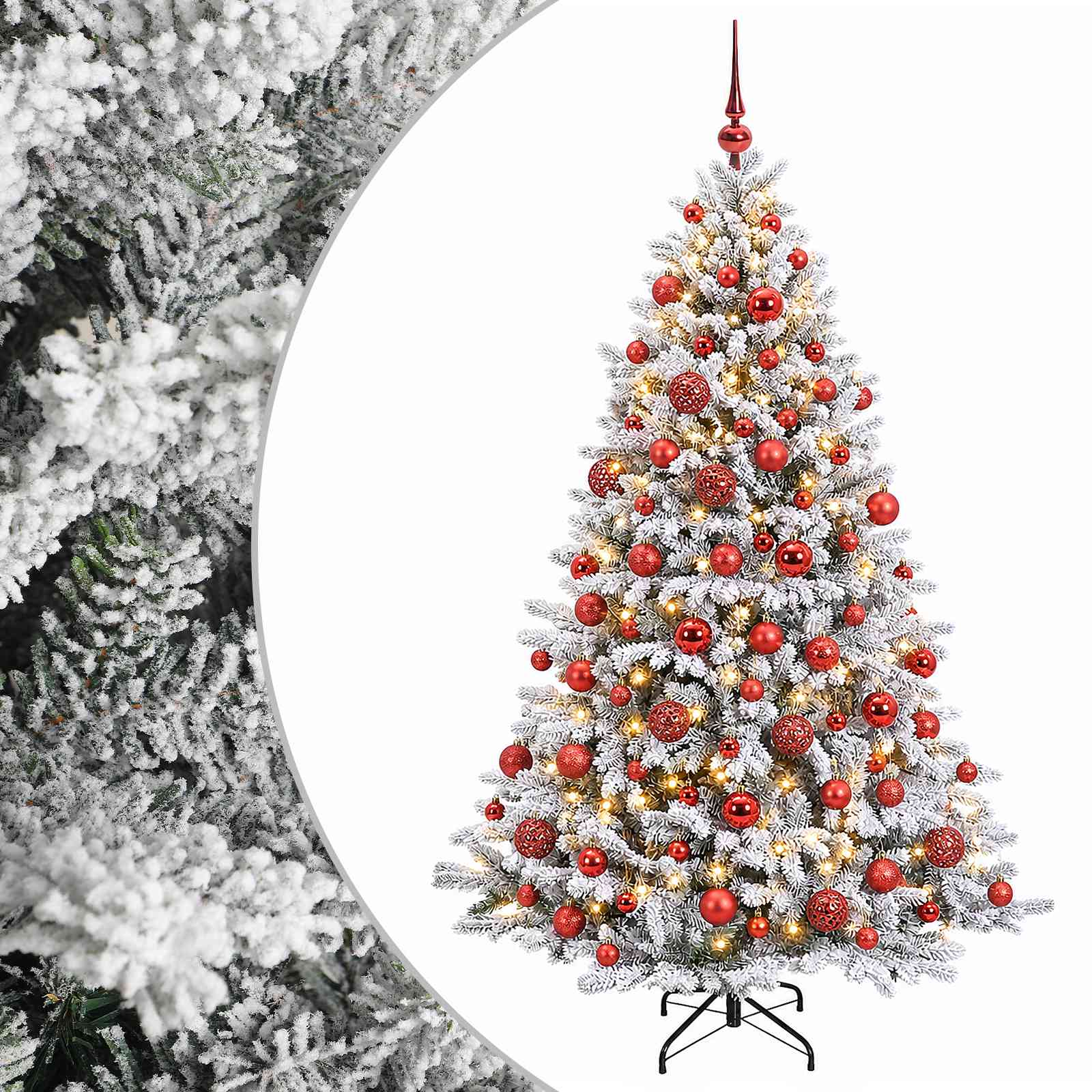 vidaXL Brad de Crăciun artificial cu globuri 180 cm 300 LED-uri