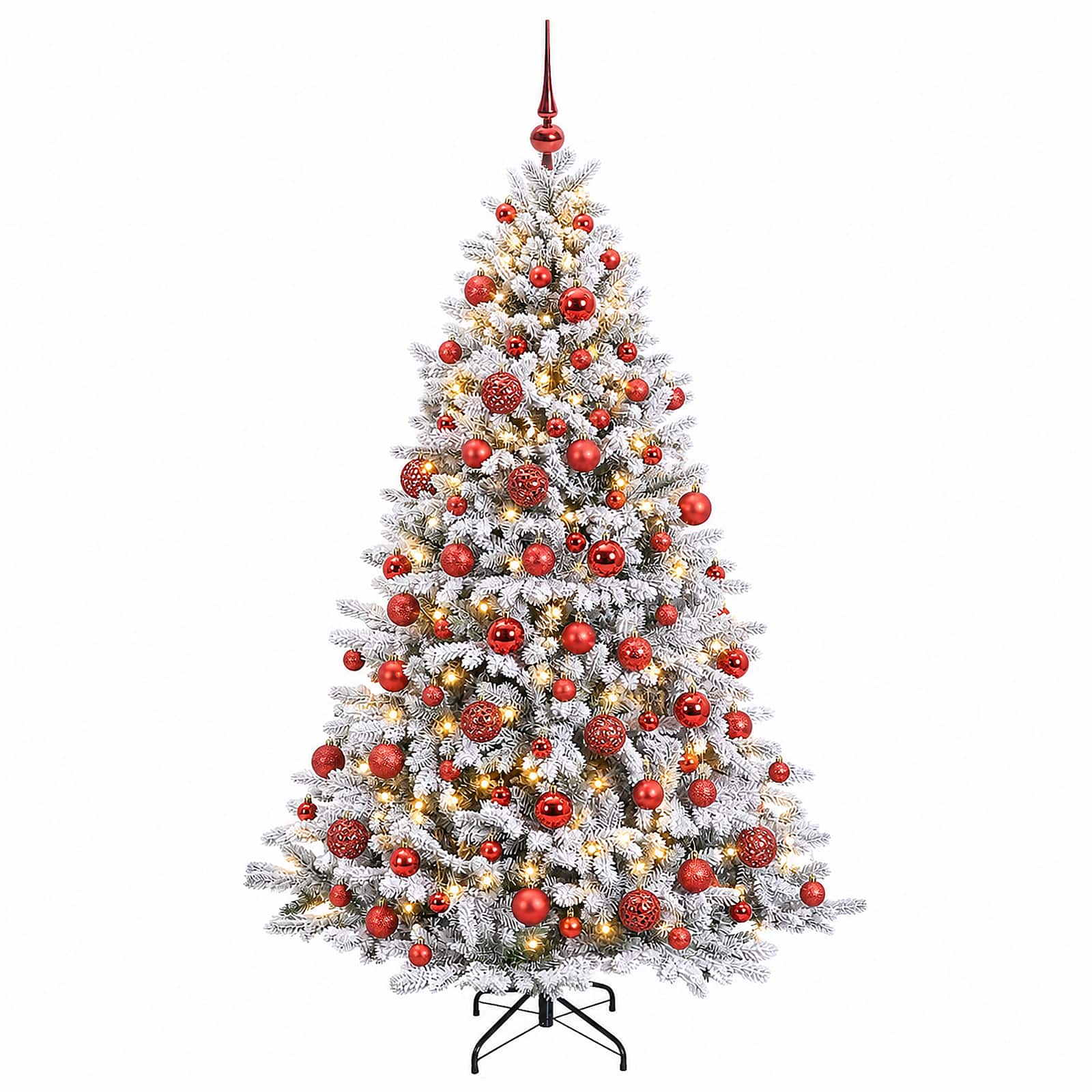 Umjetno božično drevo z okrasnimi kroglami 210 cm 300 LED