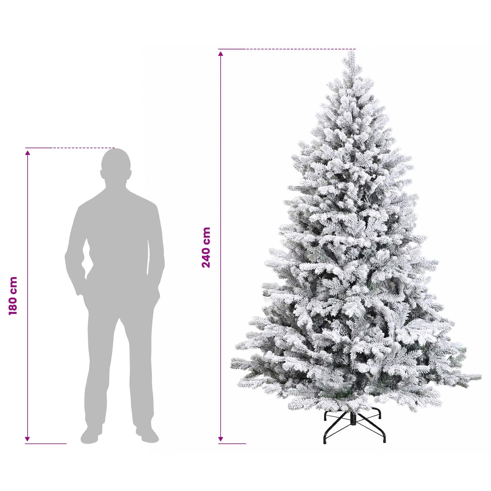 Umetna božična jelka z bučko 240 cm 300 LED Toplo bela