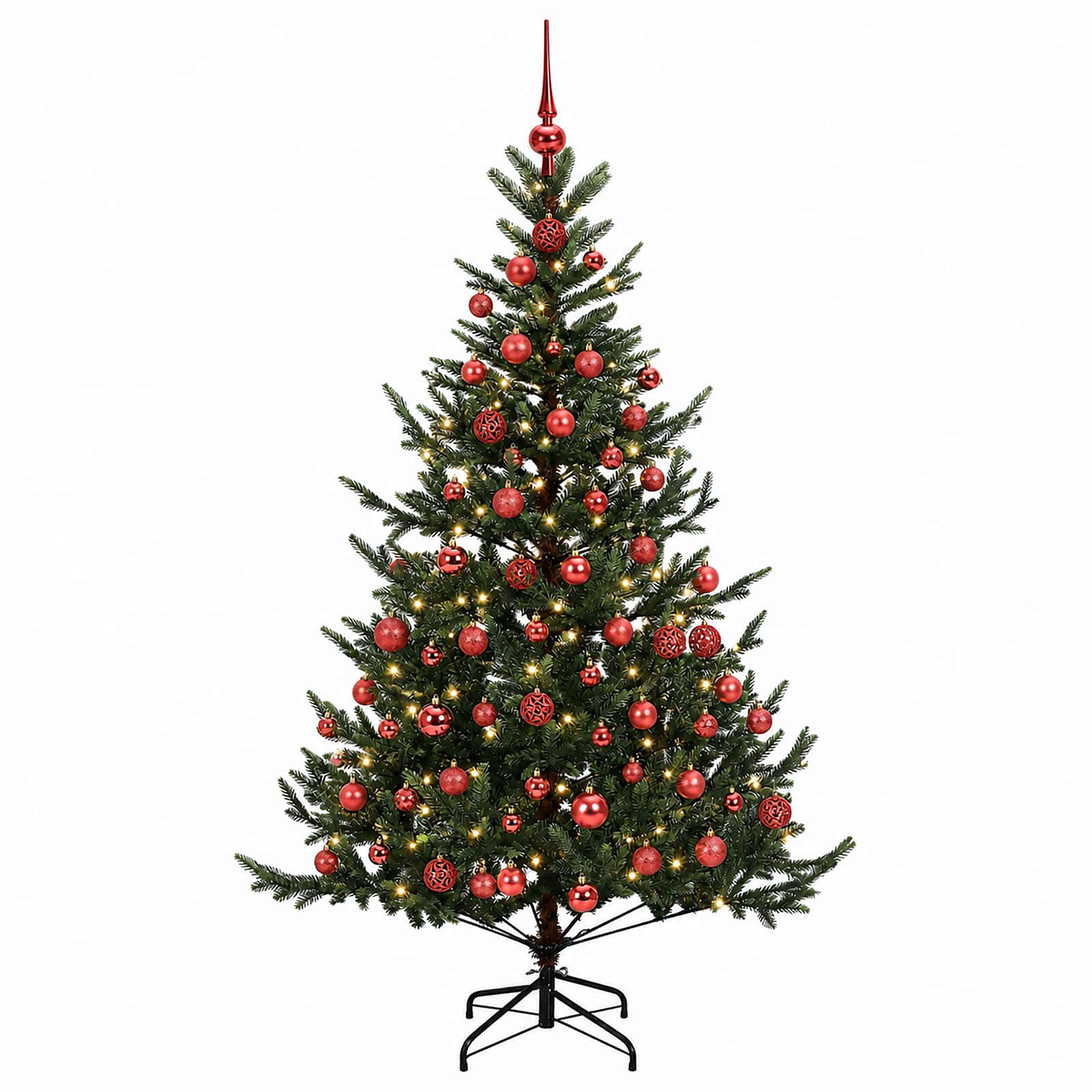 Umetna božična jelka z bučko 210 cm 300 LED Toplo bela