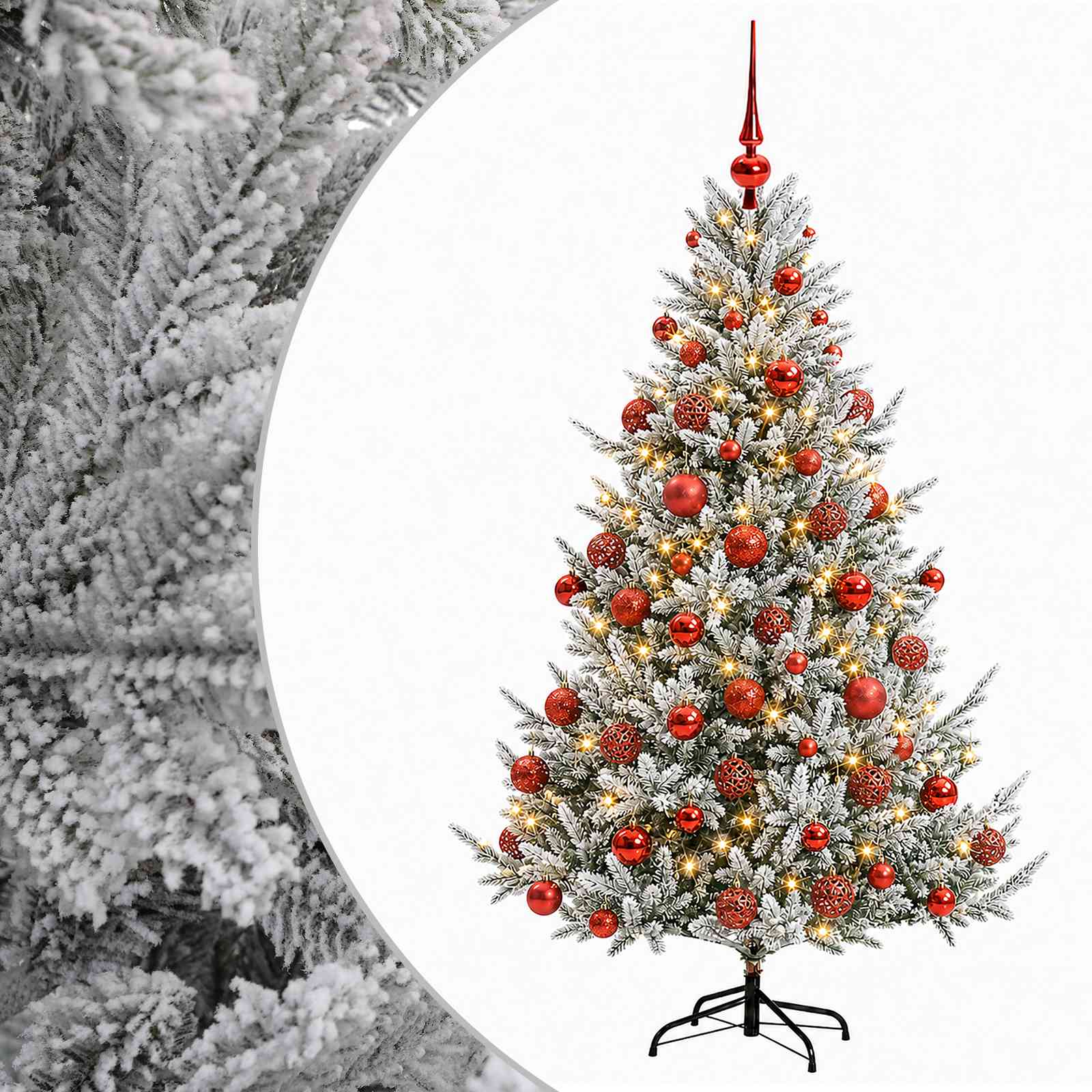 vidaXL Brad de Crăciun artificial cu glob 210 cm 300 LED-uri Alb cald