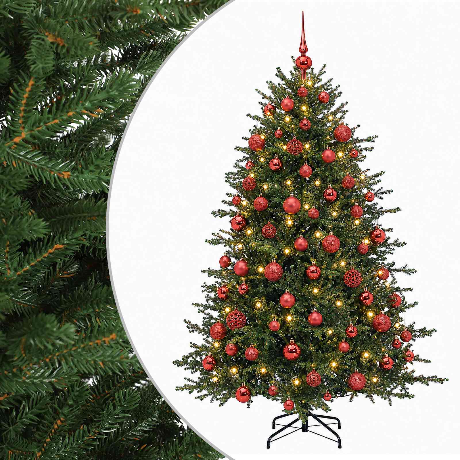 Umetna božična jelka z bučko 210 cm 300 LED Toplo bela