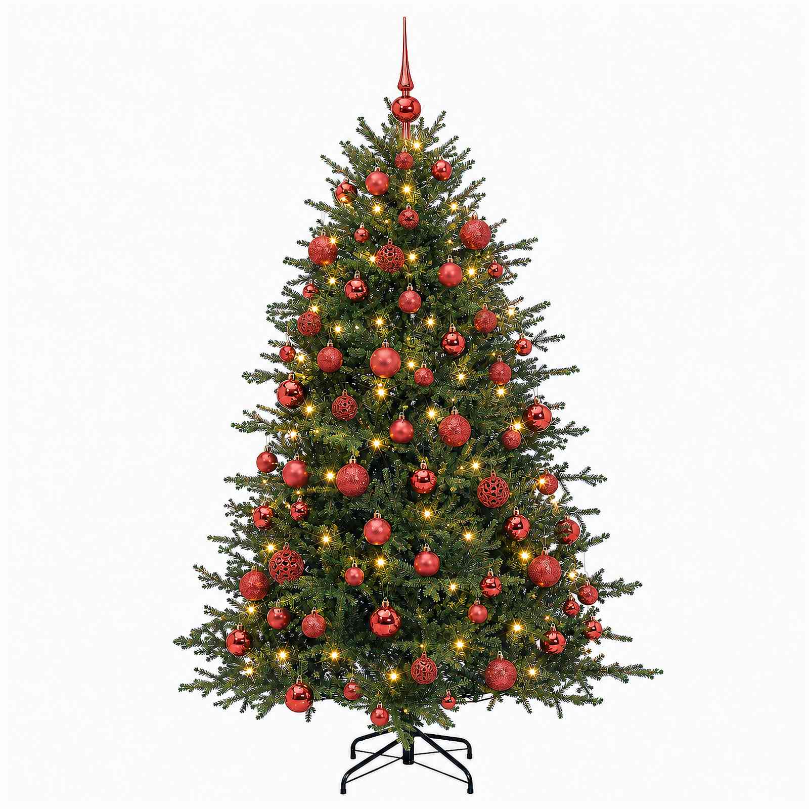 Umetna božična jelka z bučko 210 cm 300 LED Toplo bela