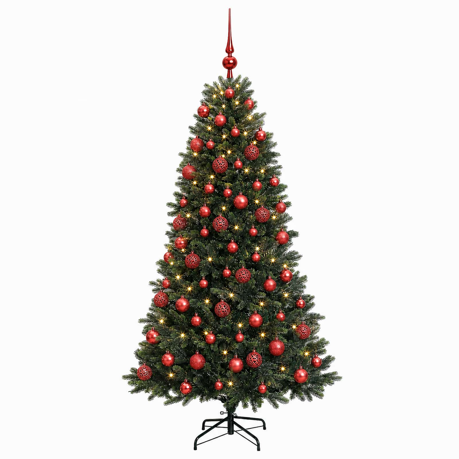 Umjetno božično drevo z okrasnimi kroglami 210 cm 300 LED