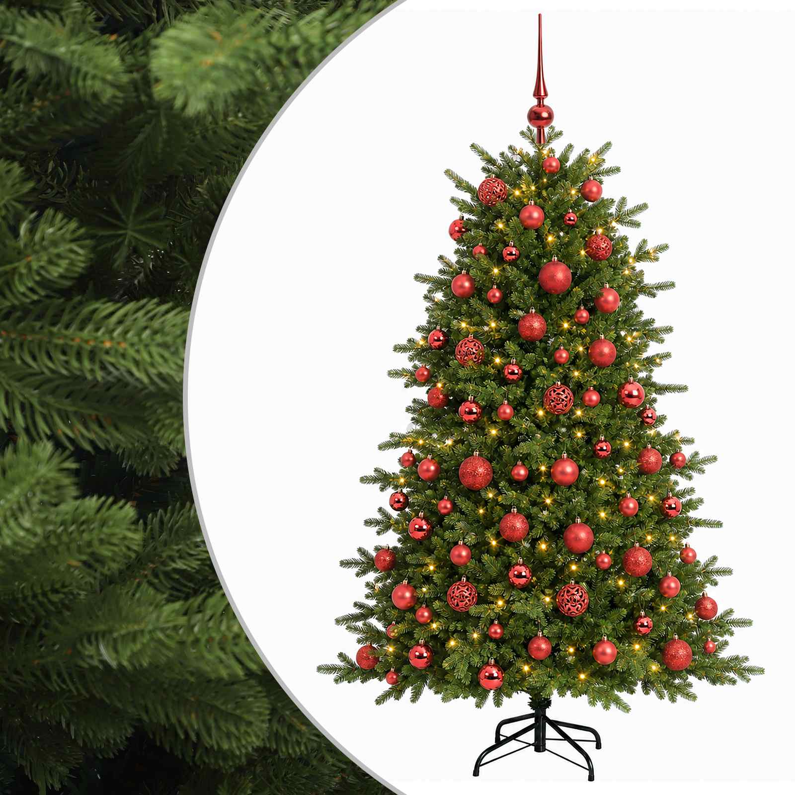 vidaXL Brad de Crăciun artificial cu glob 180 cm 300 LED-uri Alb cald