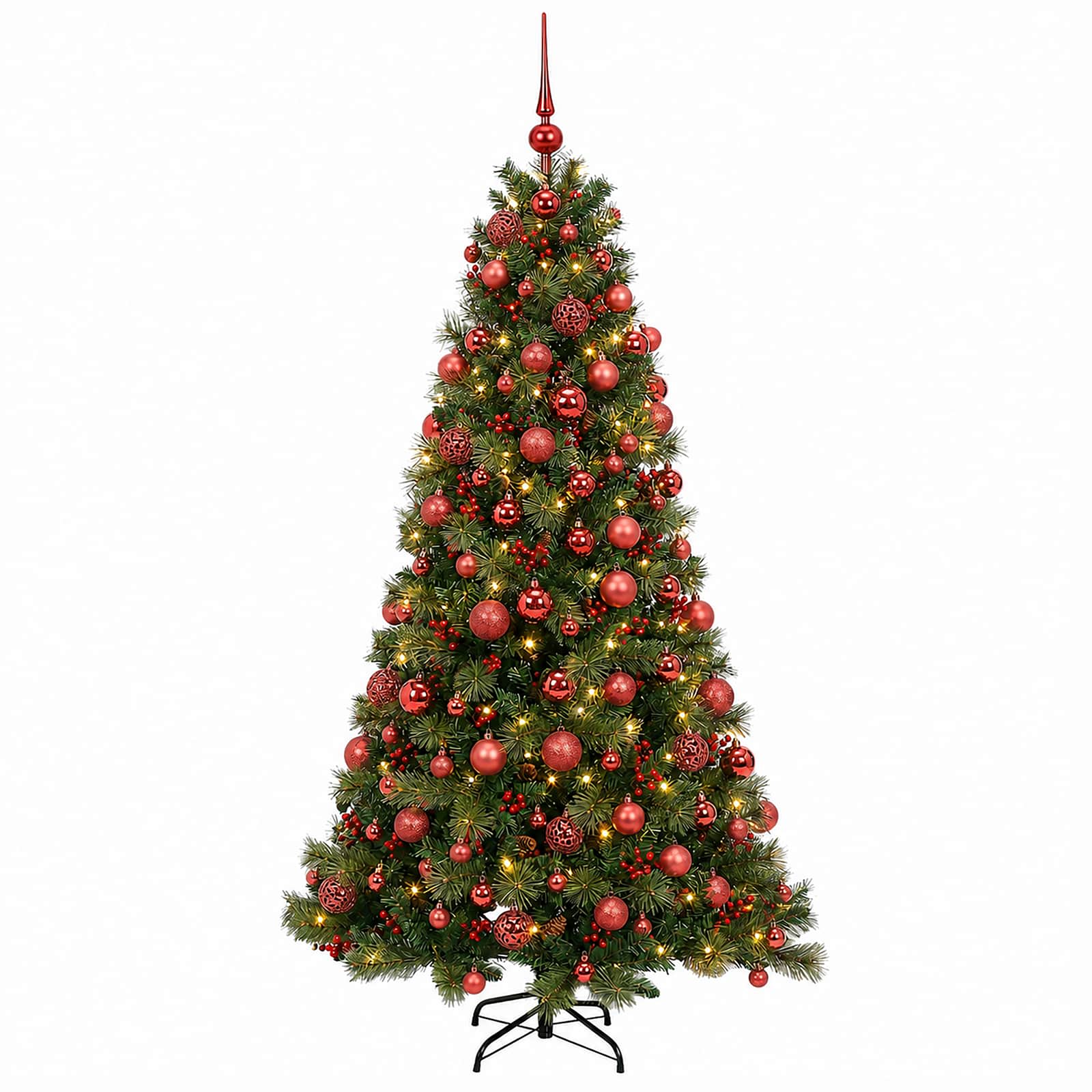 Umetna božična jelka z bučko 180 cm 300 LED Toplo bela