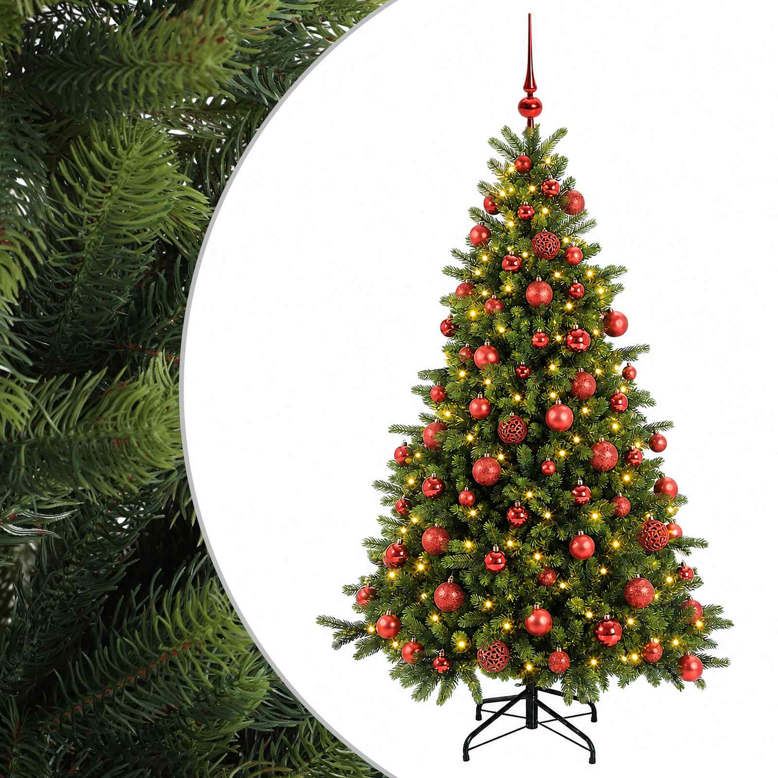 vidaXL Brad de Crăciun artificial cu glob 210 cm 300 LED-uri Alb cald