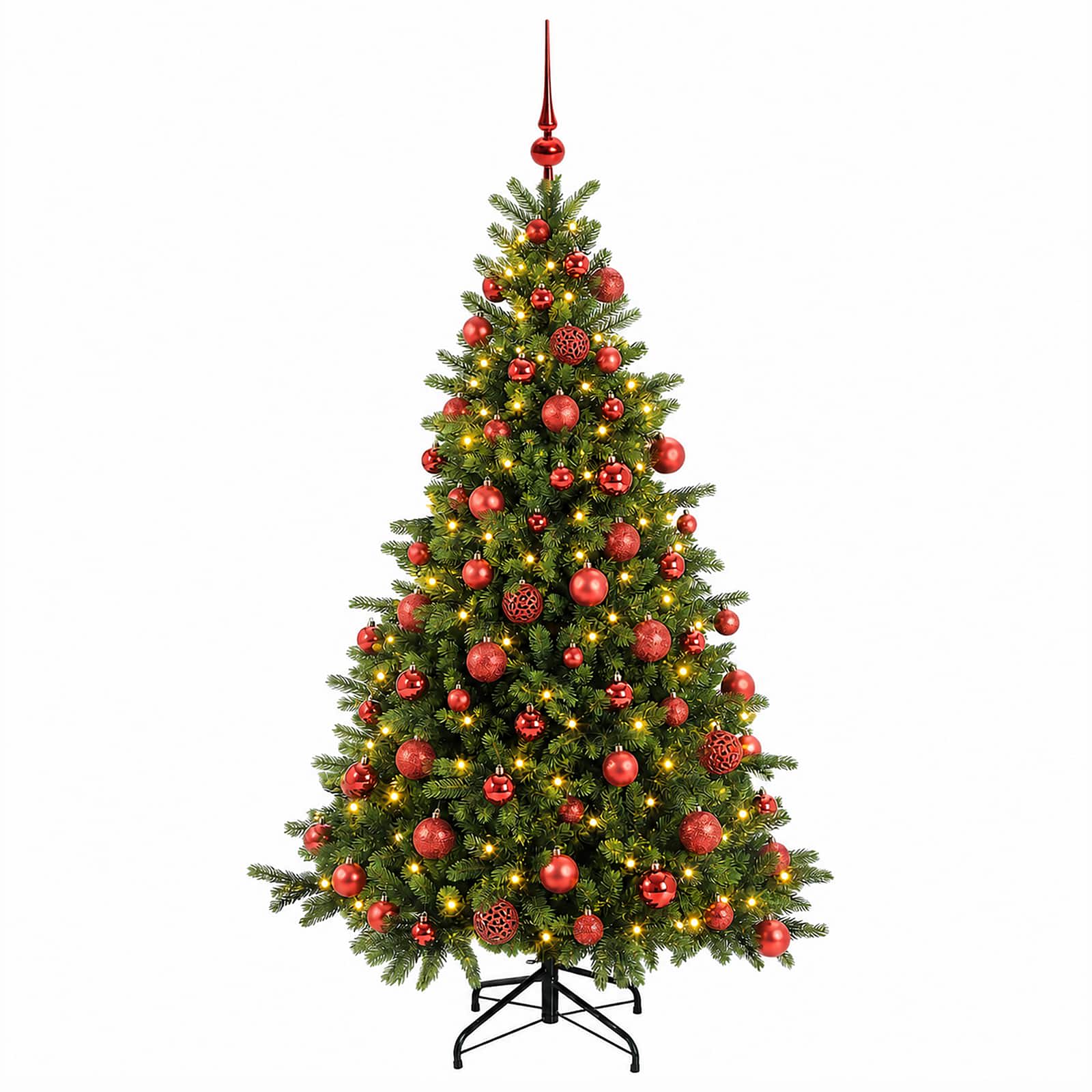 Umetna božična jelka z bučko 210 cm 300 LED Toplo bela