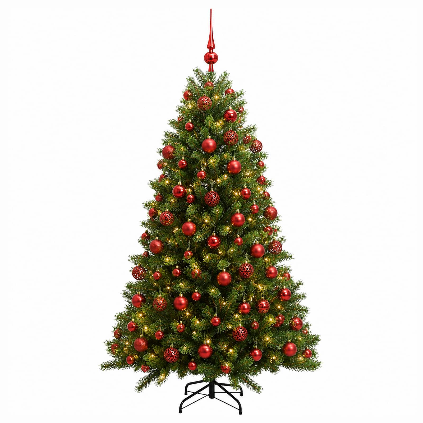 Umjetno božično drevo z okrasnimi kroglami 210 cm 300 LED