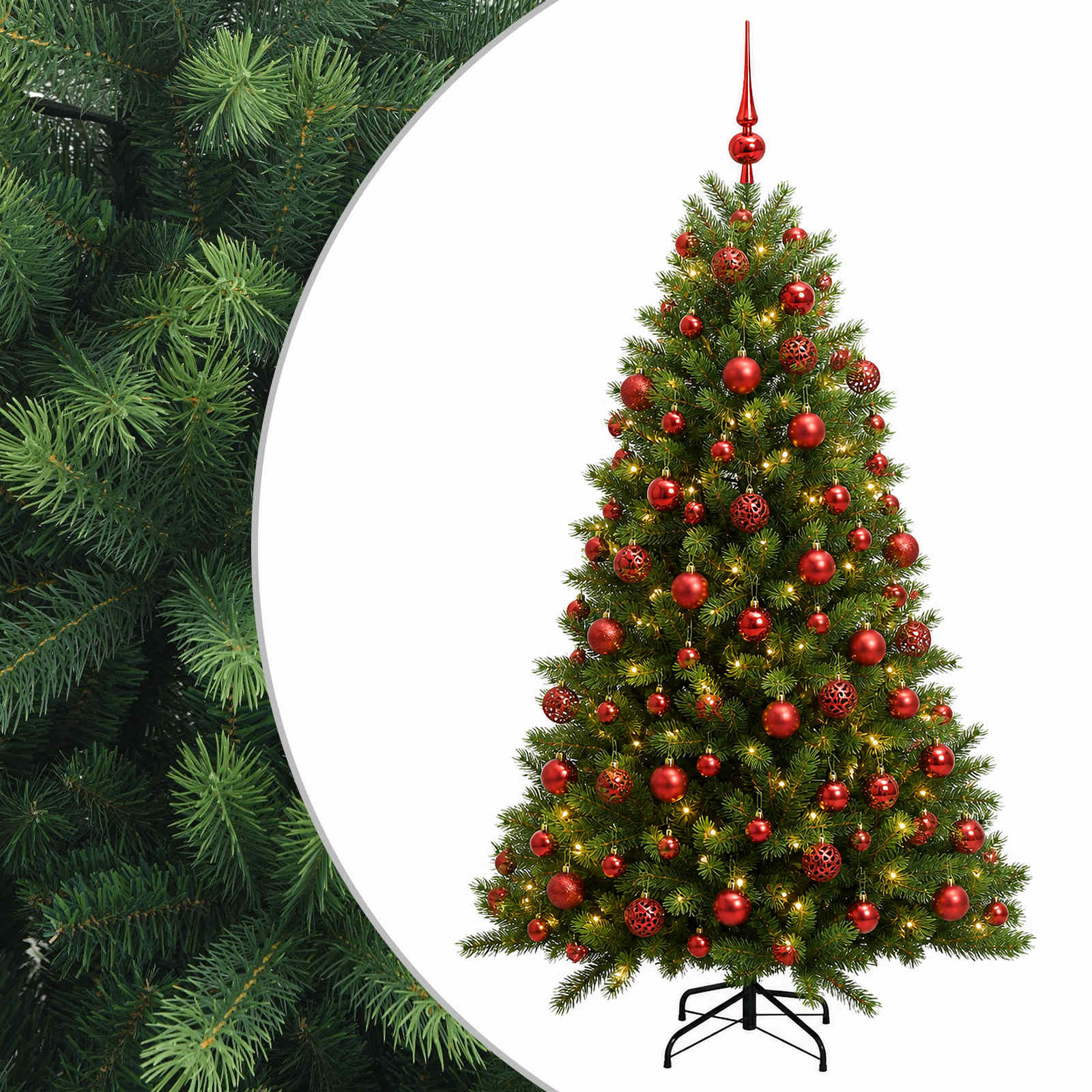 Umjetno božično drevo z okrasnimi kroglami 240 cm 300 LED