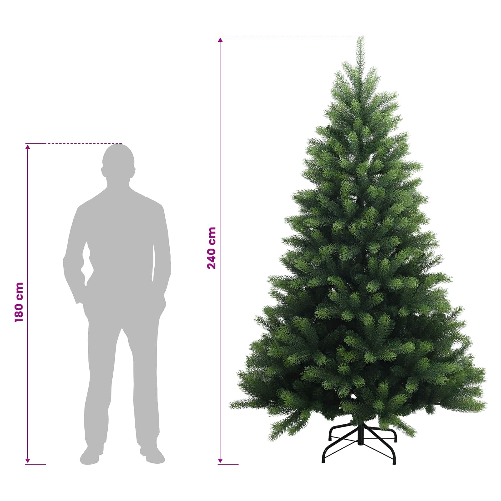 Umjetno božično drevo z okrasnimi kroglami 240 cm 300 LED