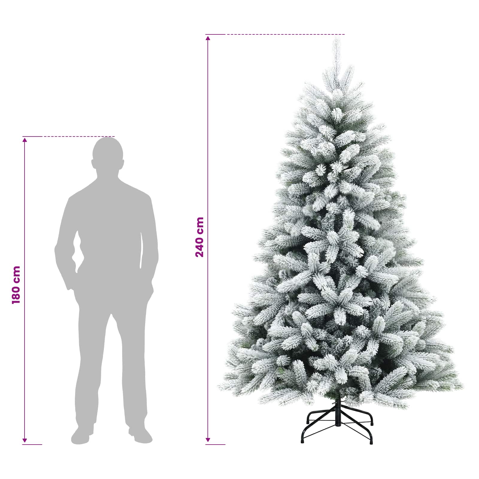 Umjetno božično drevo z okrasnimi kroglami 240 cm 300 LED
