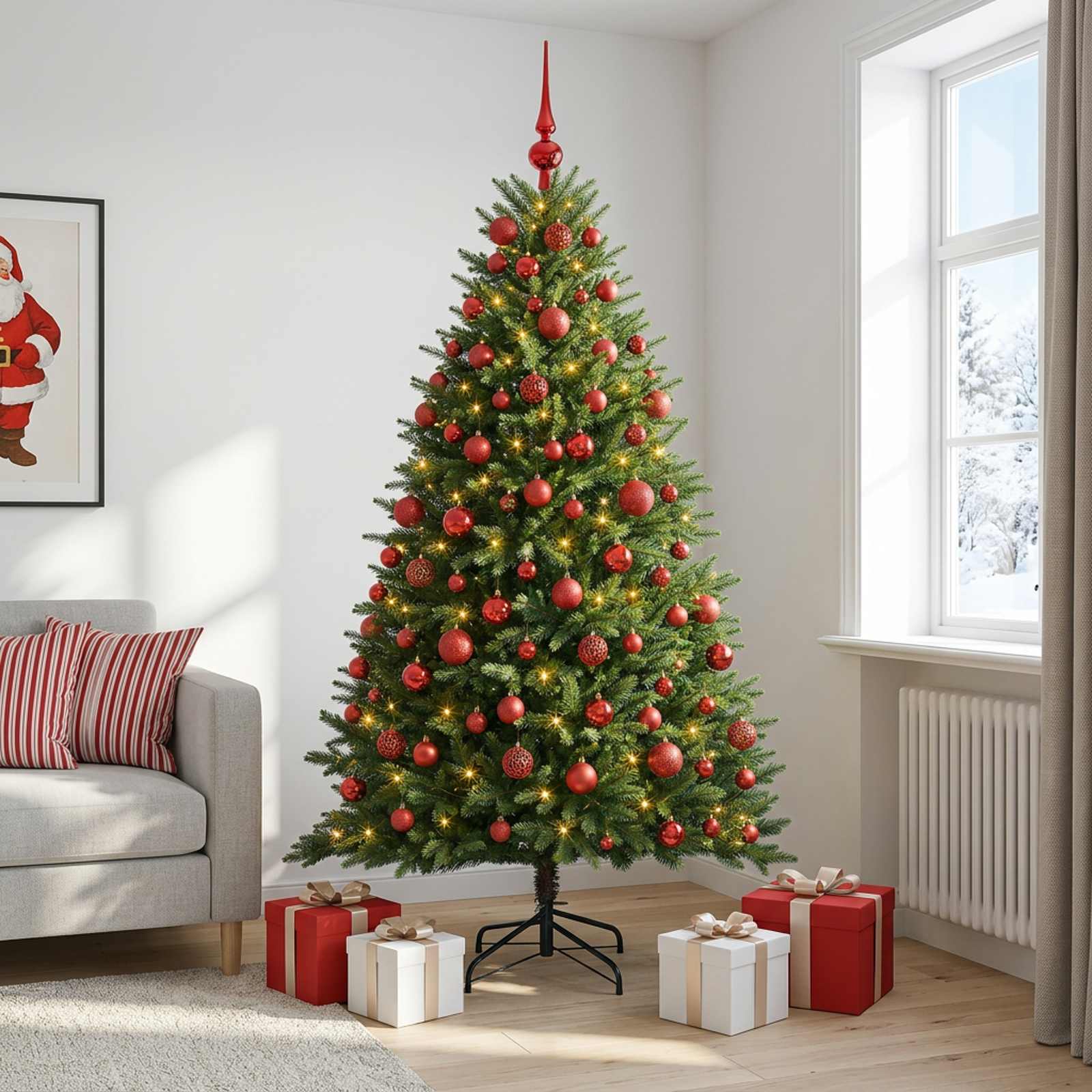 vidaXL - Kunstkerstboom - met - Ballen - 240 - cm - 300 - LED's - Warmwit