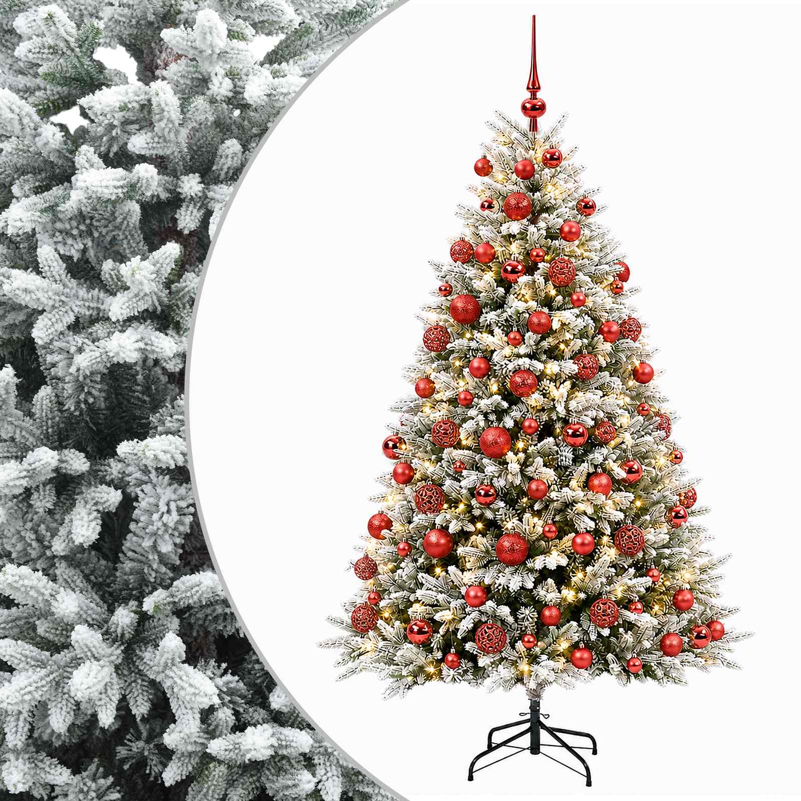 Umjetno božično drevo z okrasnimi kroglami 180 cm 300 LED