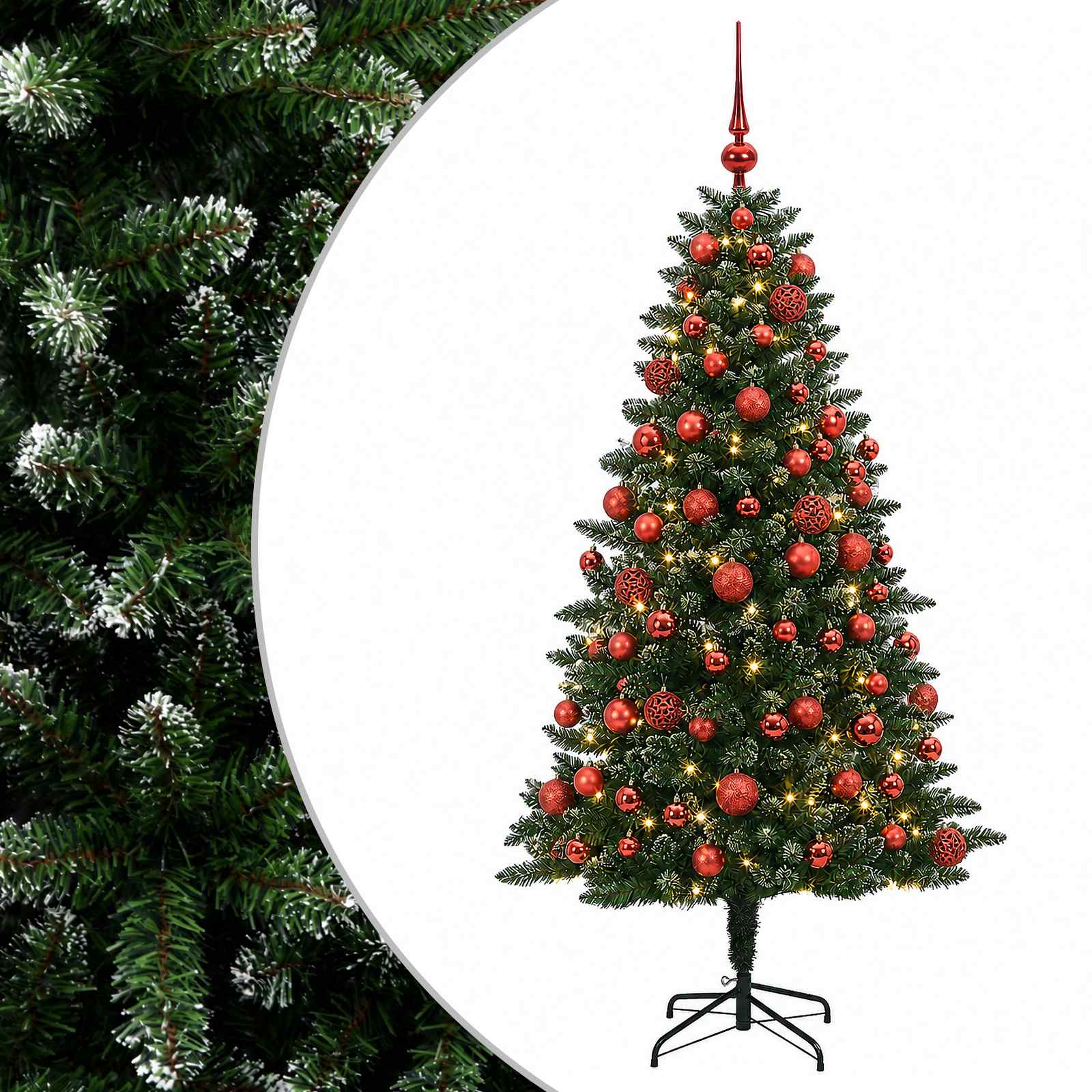 Umjetno božično drevo z okrasnimi kroglami 210 cm 300 LED