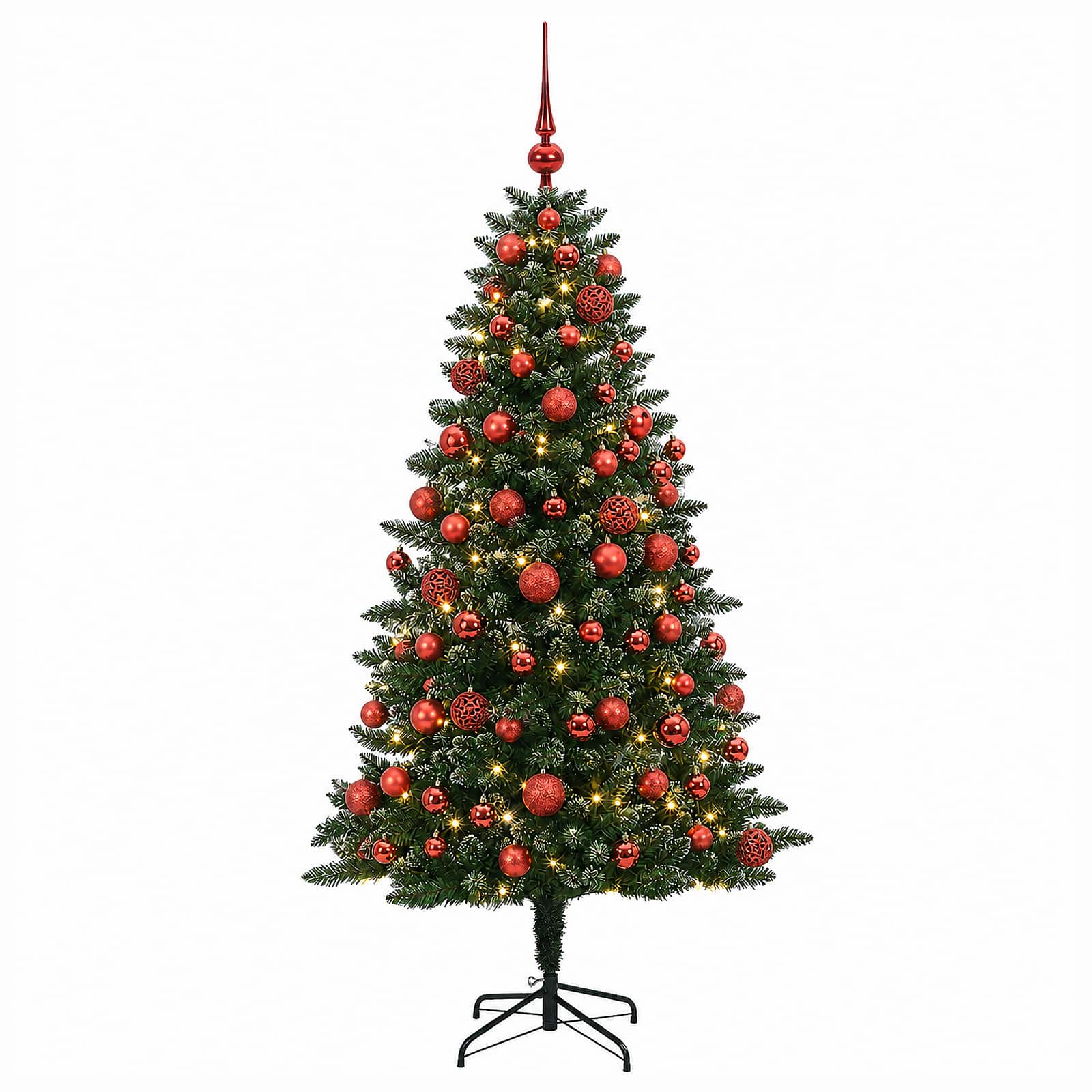 Umjetno božično drevo z okrasnimi kroglami 210 cm 300 LED