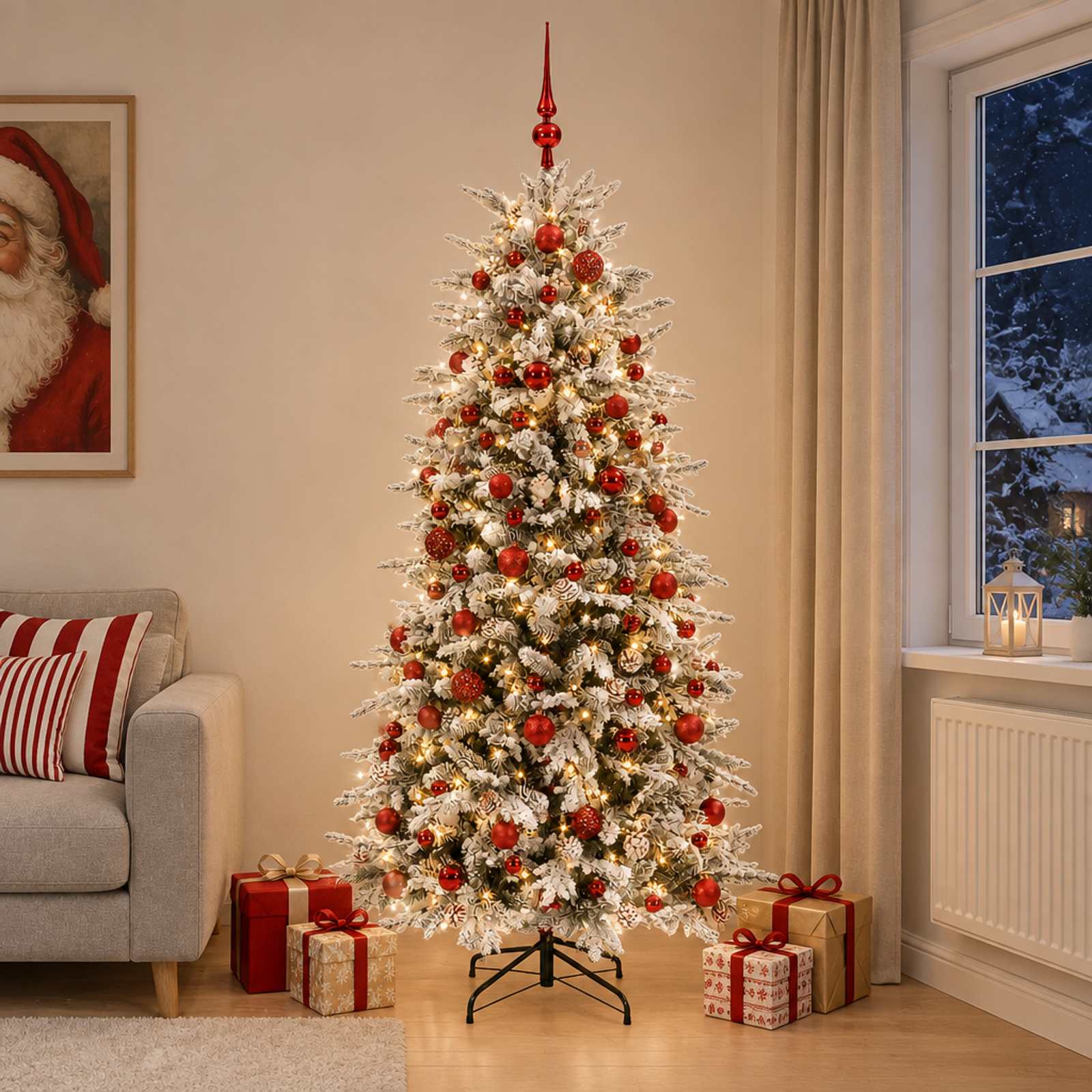 vidaXL Kunstigt Hinged Juletræ 240 cm 300 LED'er Varm hvid PE og PVC