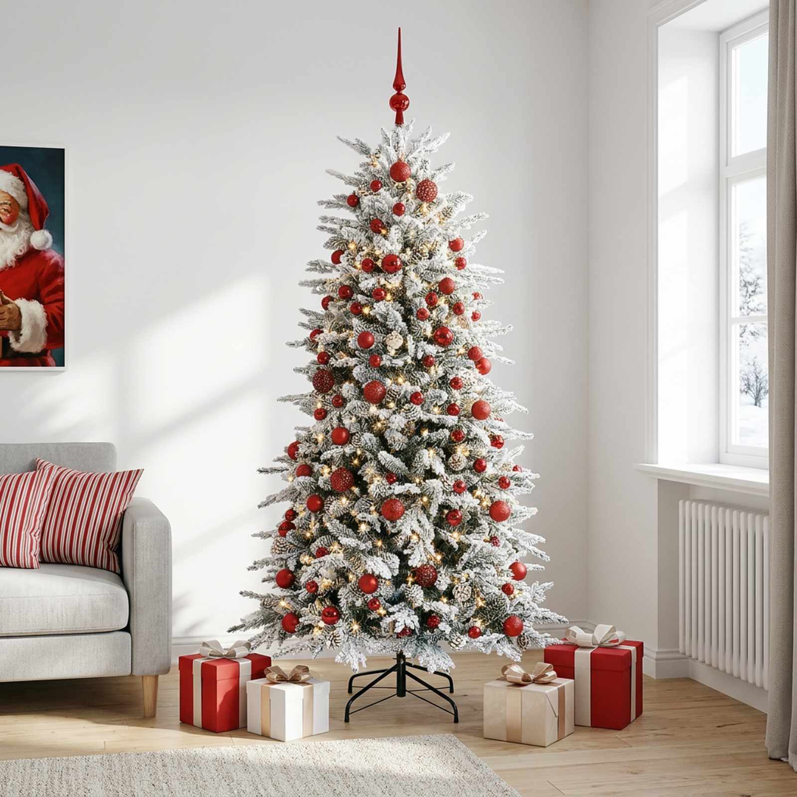 Umetno Zložljivo Božično Drevo 180 cm 300 LED Toplo bela