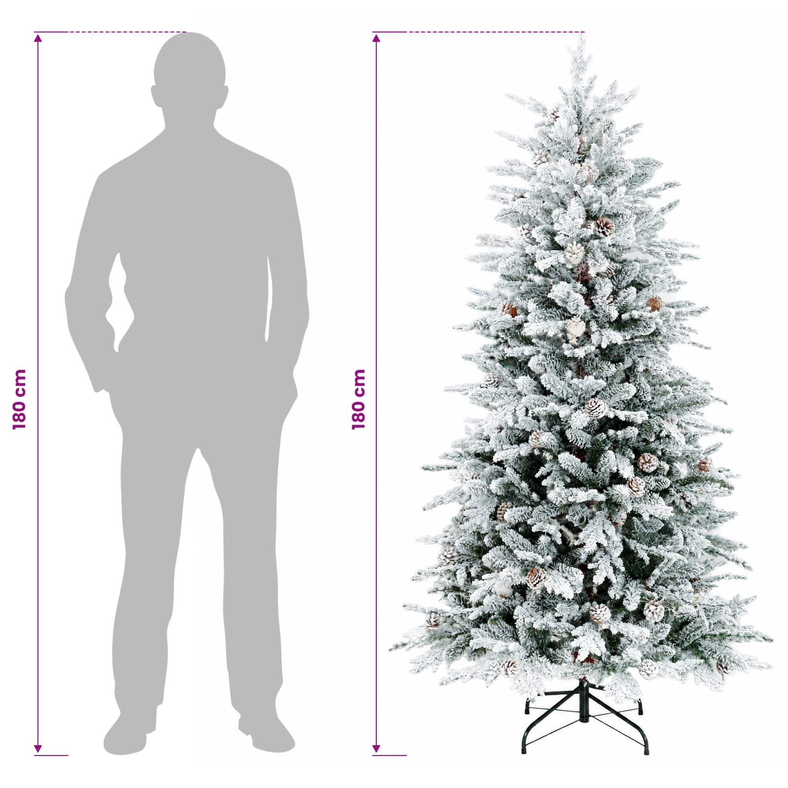 Umetno Zložljivo Božično Drevo 180 cm 300 LED Toplo bela