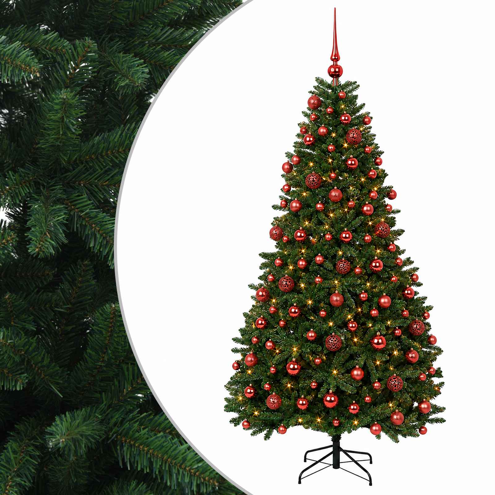 vidaXL Brad de Crăciun artificial, verde mediu, cu globuri 180 cm
