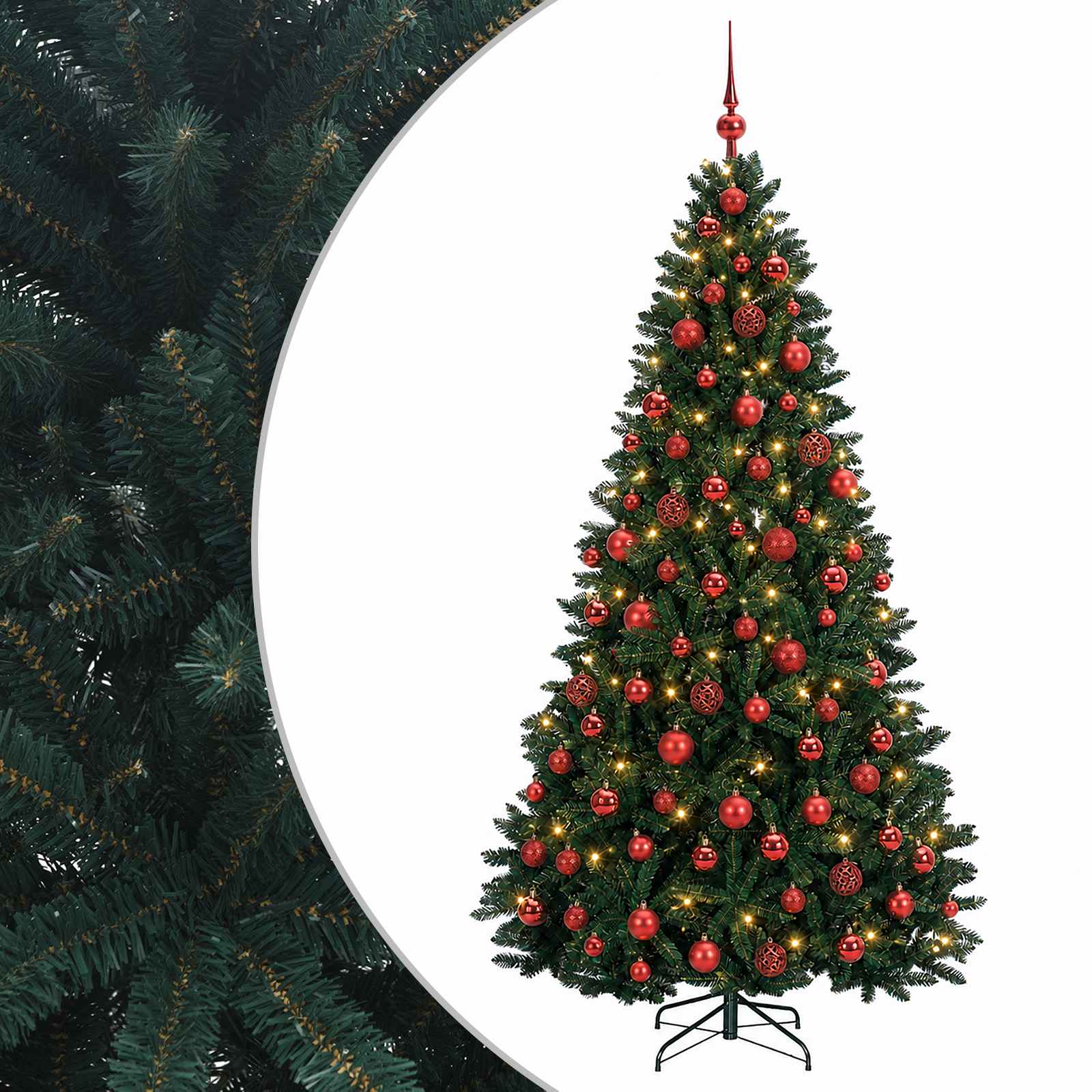vidaXL Brad de Crăciun artificial, verde închis, cu globuri 180 cm