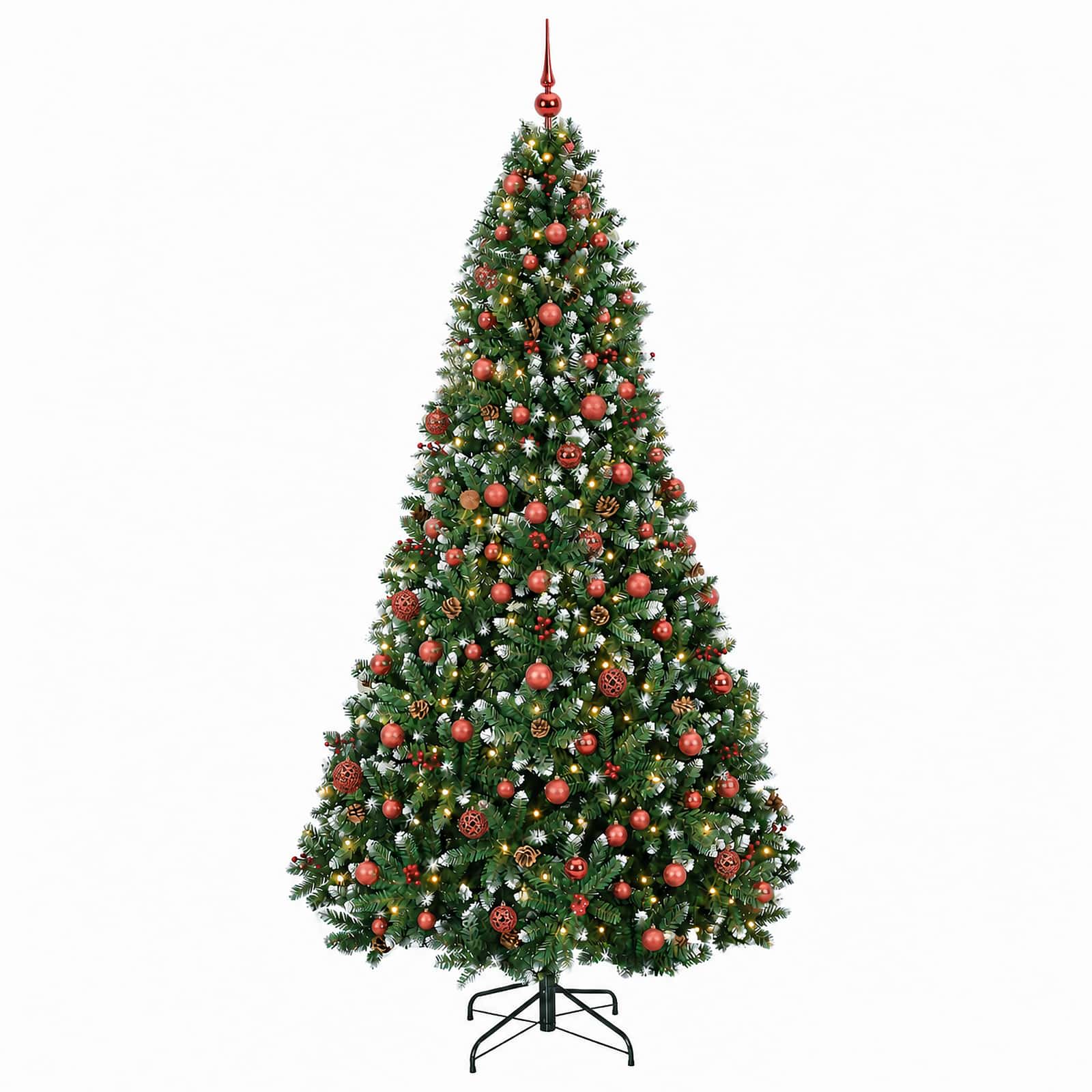 Umetno božično drevesce, zeleno z okraski 240 cm 300 LED