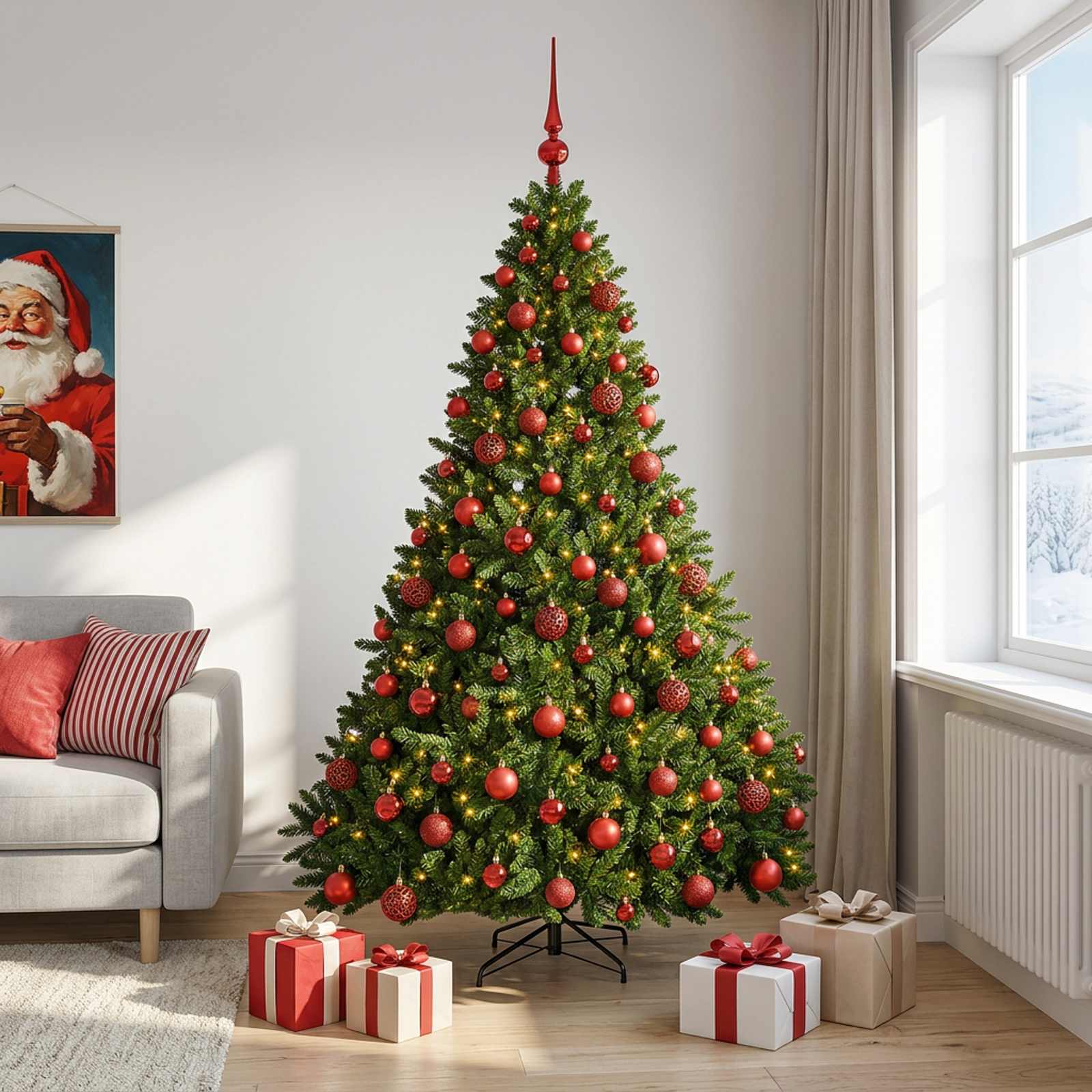 vidaXL Kunstkerstboom lichtgroen met kerstballen 210 cm 300 LED's groen, foto 2