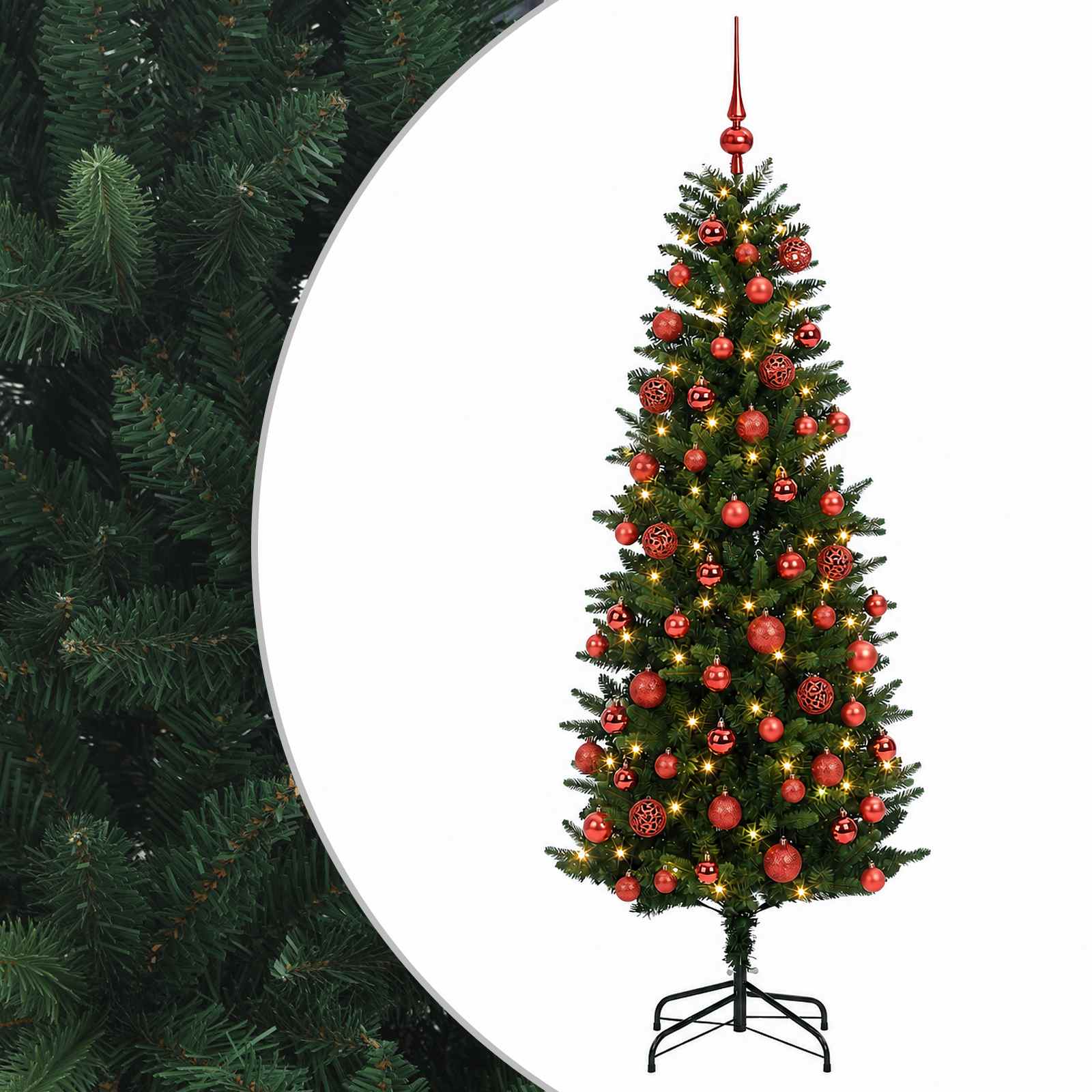 vidaXL Brad de Crăciun artificial cu globuri 240 cm 300 LED-uri