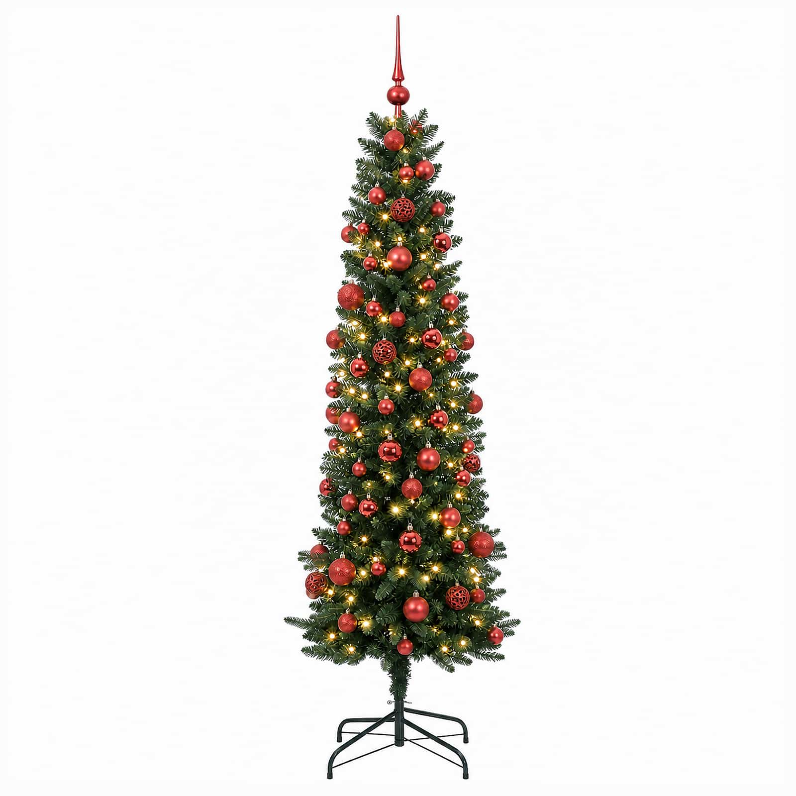 Umetno ozko božično drevesce z božično kroglico 210 cm 300 LED